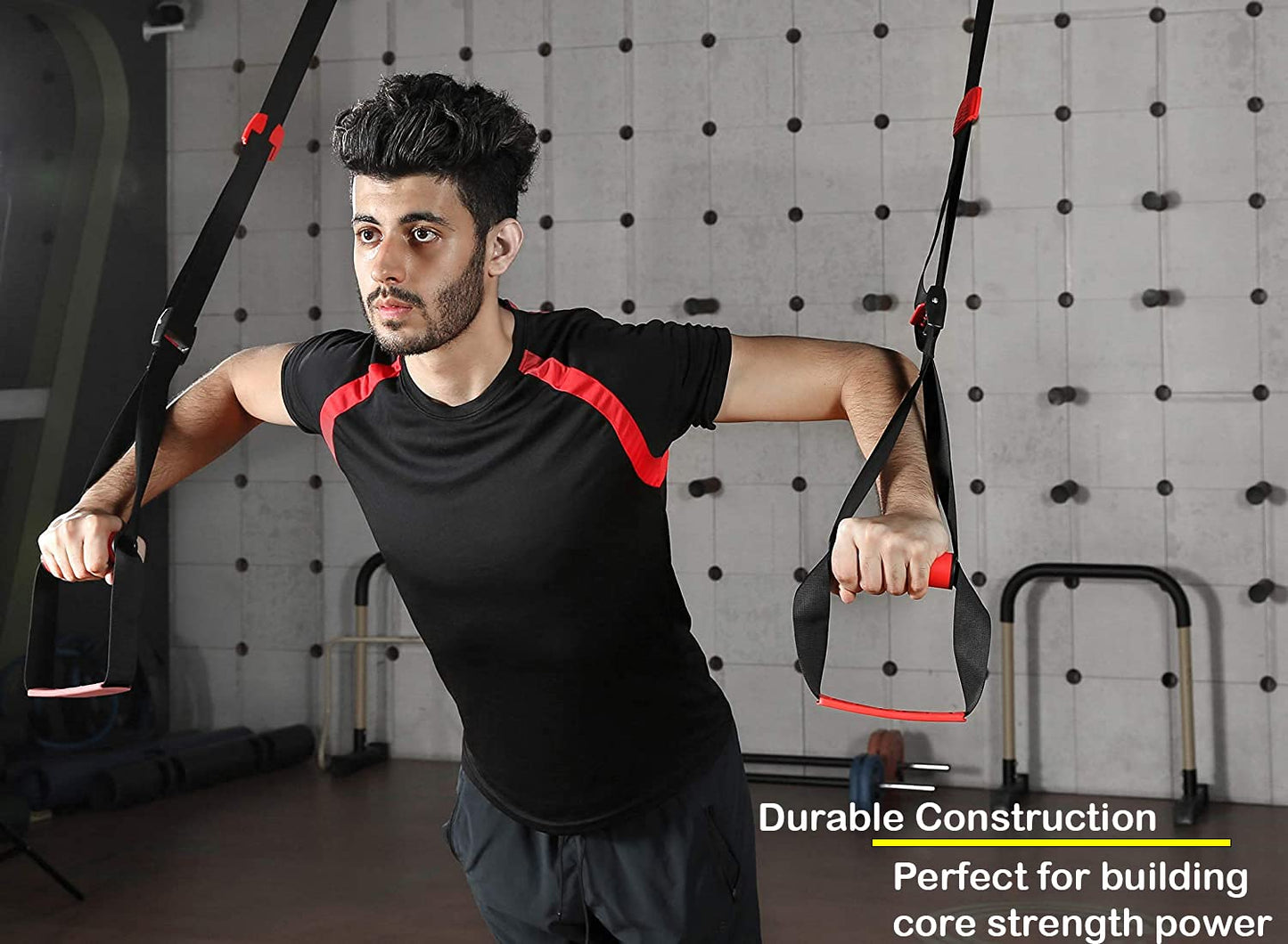 Training All-in-One Suspension Trainer Exercise Equipment Bundle,Bodyweight Fitness Resistance Trainer Kit with Pro Straps for Door Pull up Bar, Anchor Point for Complete Body Workouts V1