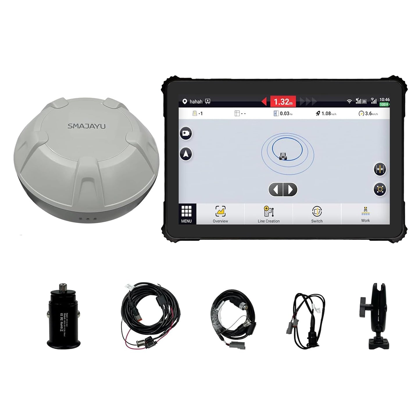 SMA10 Tractor GPS Guidance System for Agriculture, Precision Farming Navigation System with PPP and SBAS, 10cm Accuracy by PPP, 2.5cm by RTK High Accuracy Anti-Interference GNSS Antenna