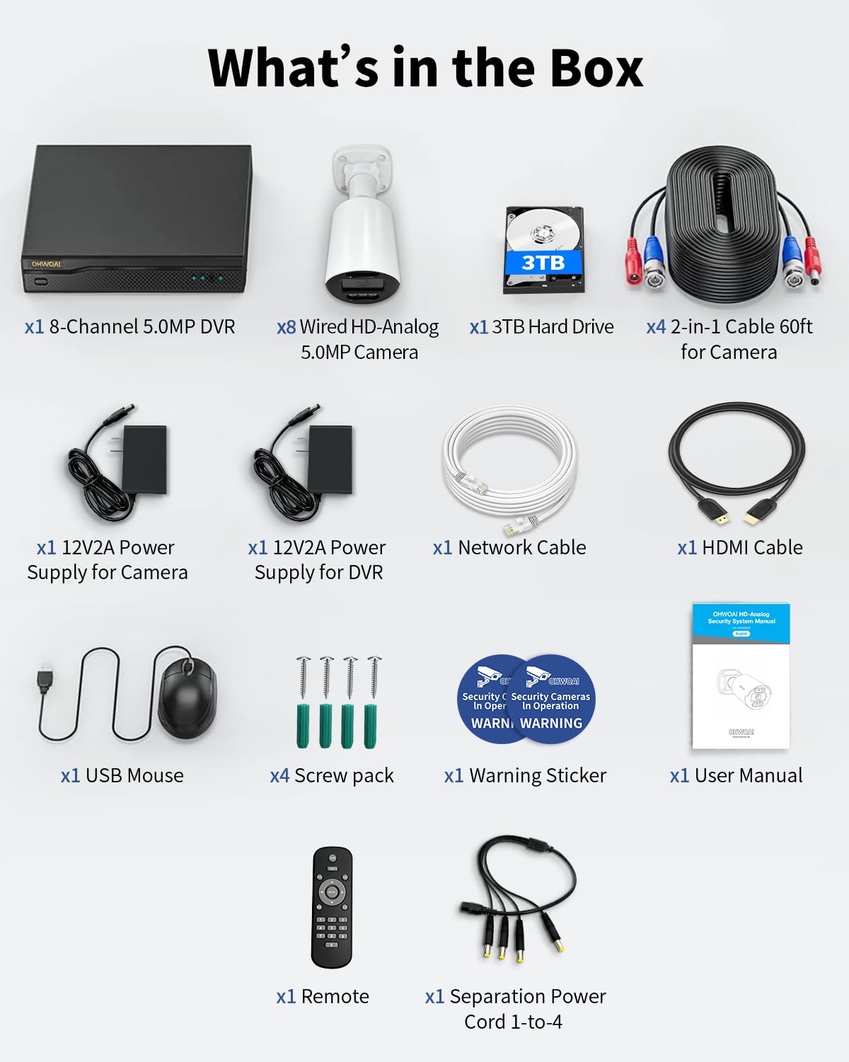 《80ft IR Night Vision & 5MP Super HD》Wired Security Camera System Outdoor, 5MP CCTV Cameras Systems with AI Motion Detection, Home Video Surveillance DVR Kits