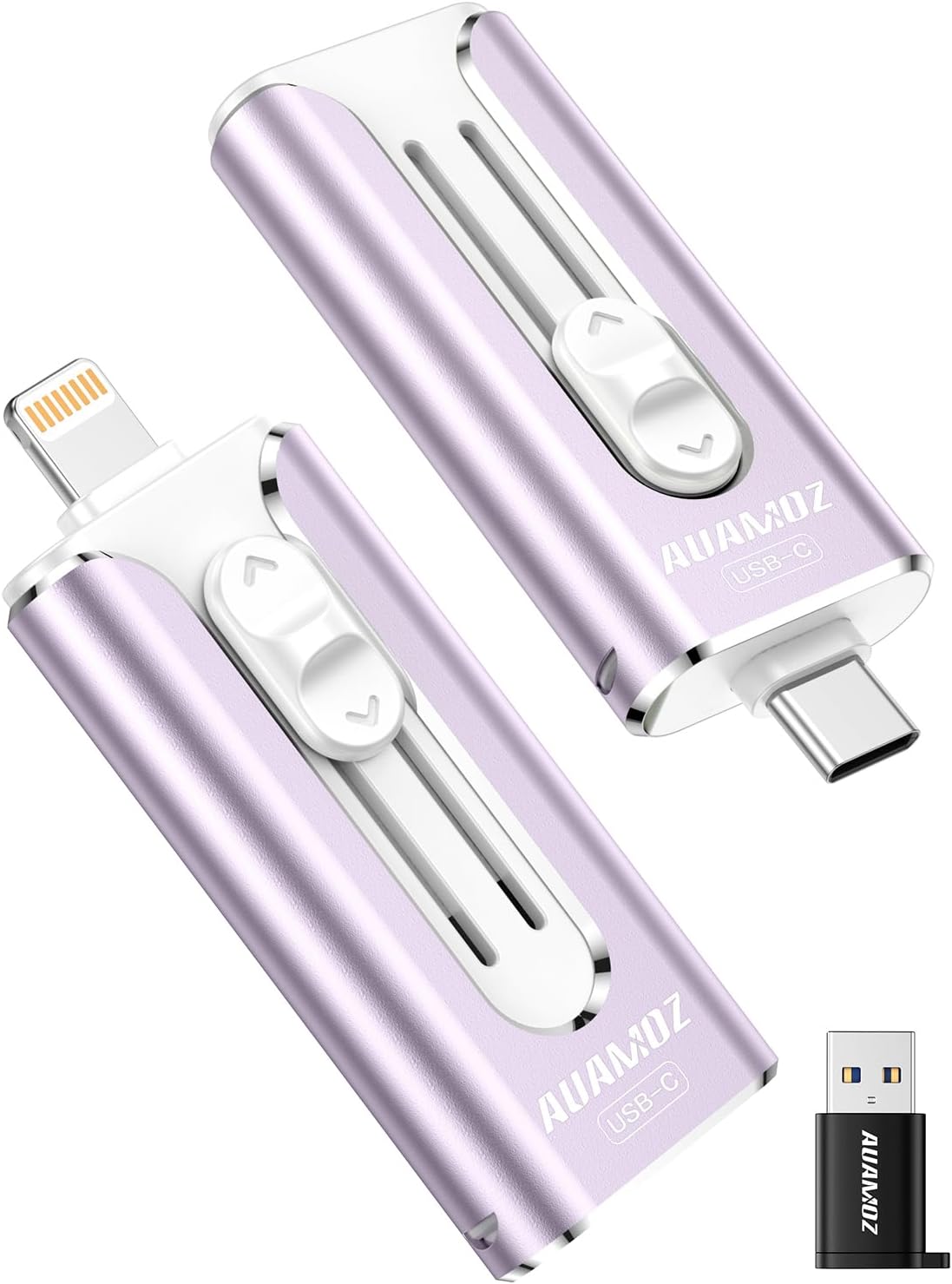 AUAMOZ 256GB 17/16/15/14/13/12/11, (1 Pack-Lavender Mini Dual Interface Flash Drive, Portable Memory Stick Compatible