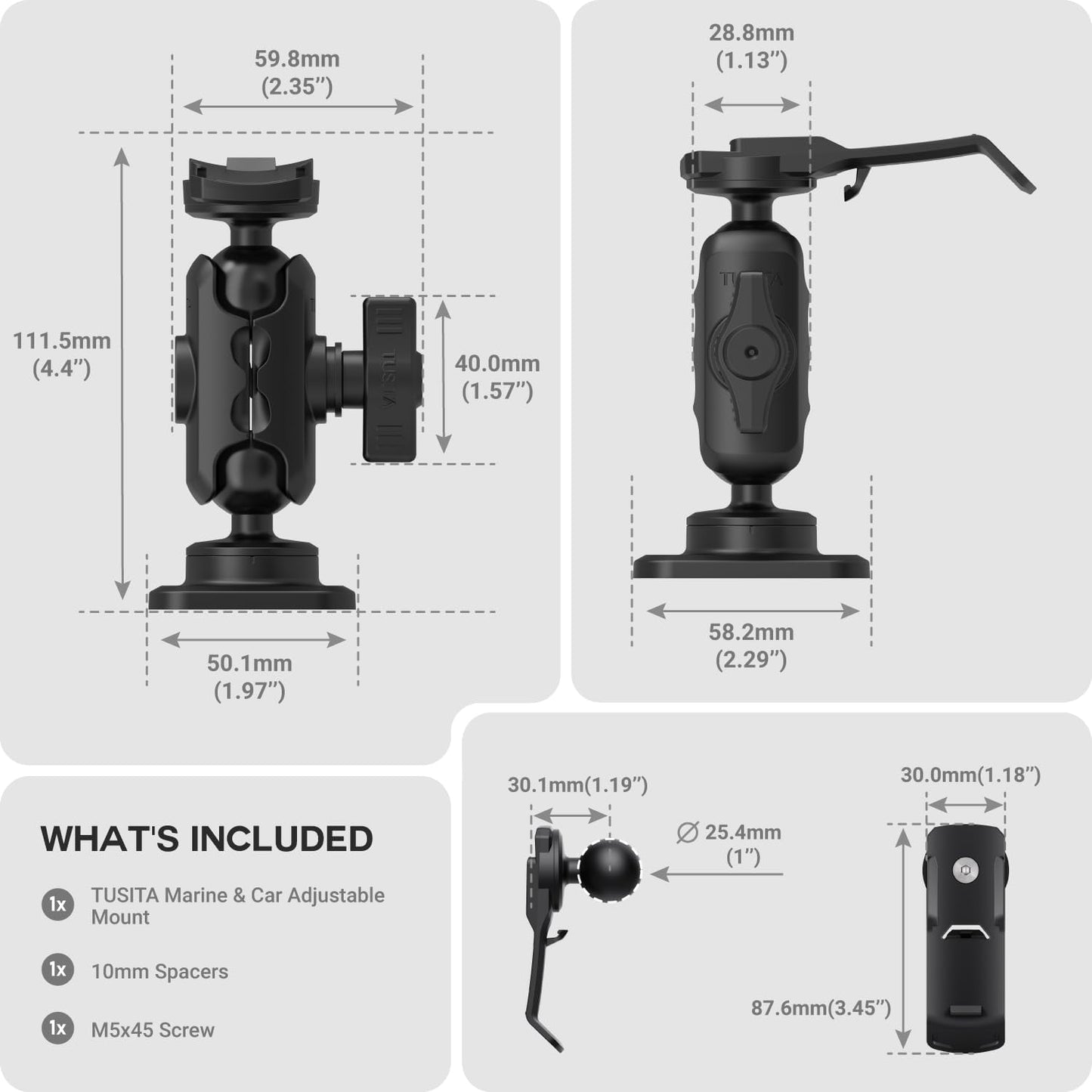 TUSITA Adjustable Mount for Garmin Handheld GPS - Marine & Car Compatible