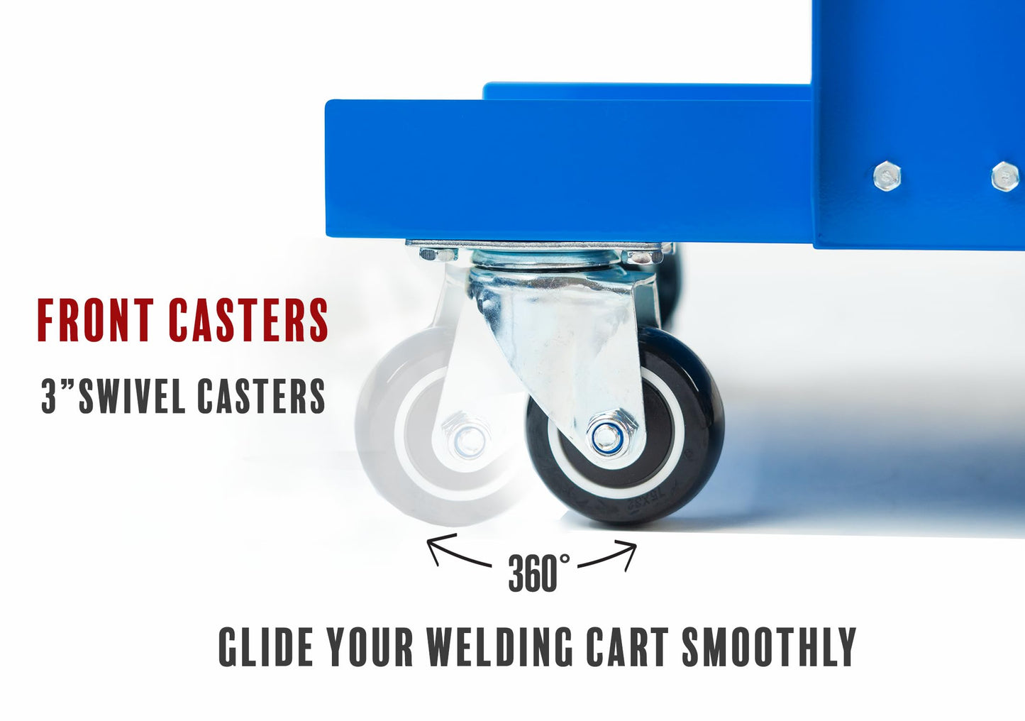 Foxngear Heavy Duty Welding Cart Blue for TIG MIG Welder Plasma Cutter, Large 3-Tier Welder Cart with Gas Bottle Storage, Swivel Caster Wheels, Steel Welding Table, 38.5" L x 15.5" W x 26" H