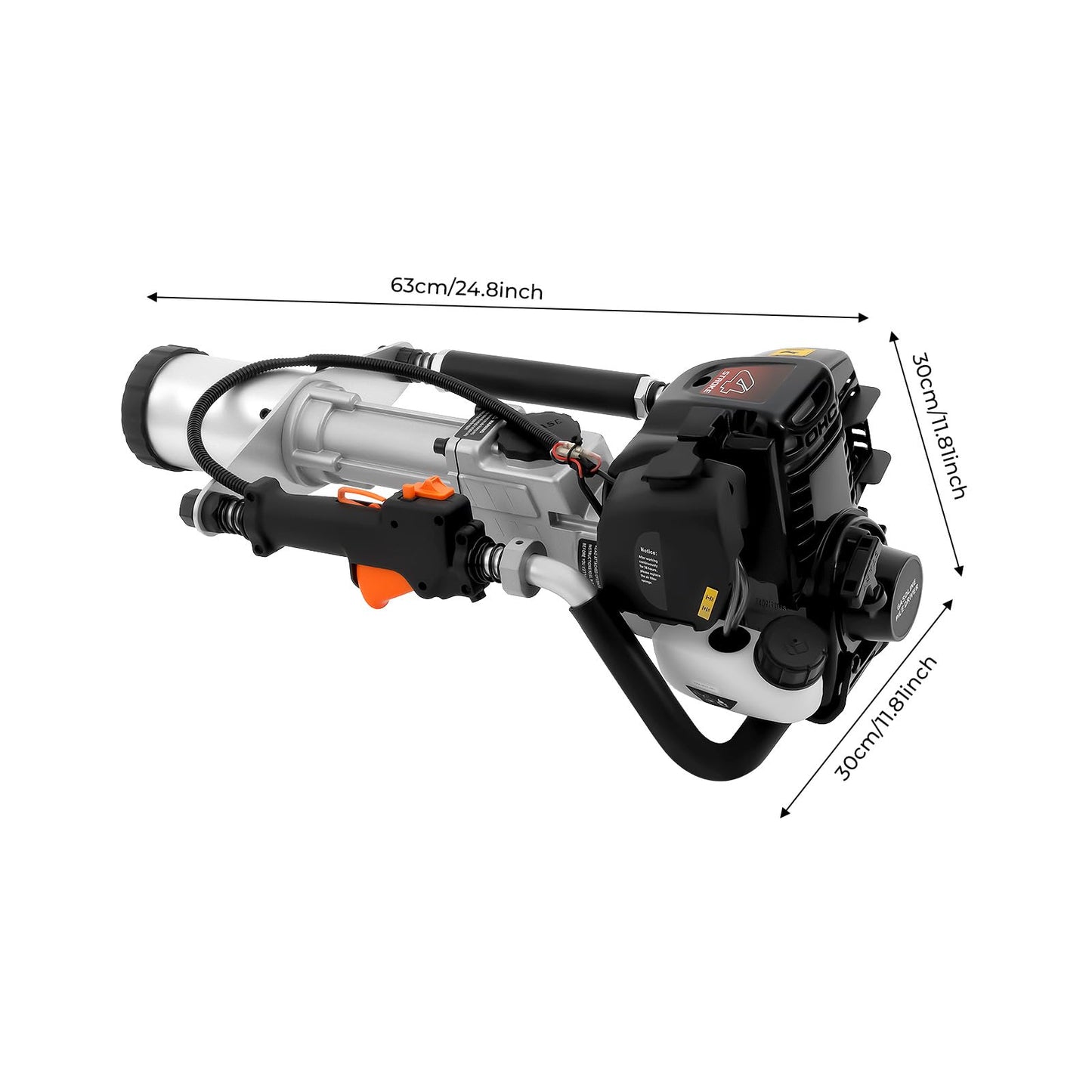 38CC 4-stroke T-Post Pile Driver, Gas-powered Fence Piling Pounder with 2 Post Driving Head (45/55 mm), 1200W Single Cylinder Air-Cooling Piledriver for Farm Fence Garden