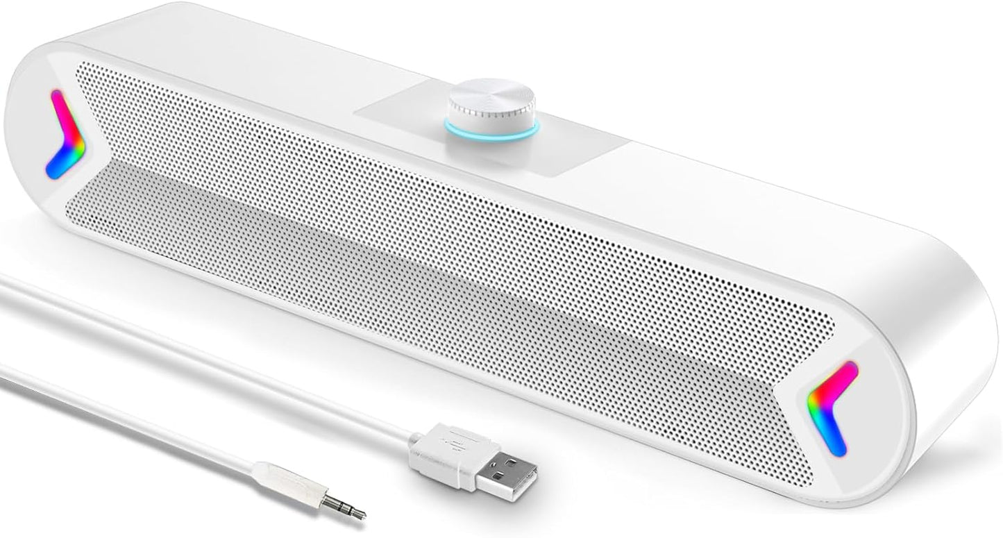 LENRUE 10W Computer Speakers,PC Speakers for Desktop,Wired USB-Powered Sound-bar for Computer with Stereo Sound