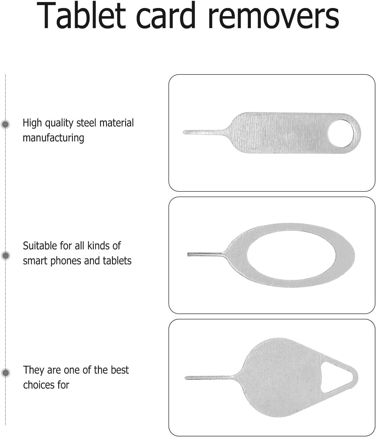 100 NUOBESTY Pcs Steel Sim Removal Tools and Ejector Pins for Smartphones and Tablets, Practical Sim Card Opening