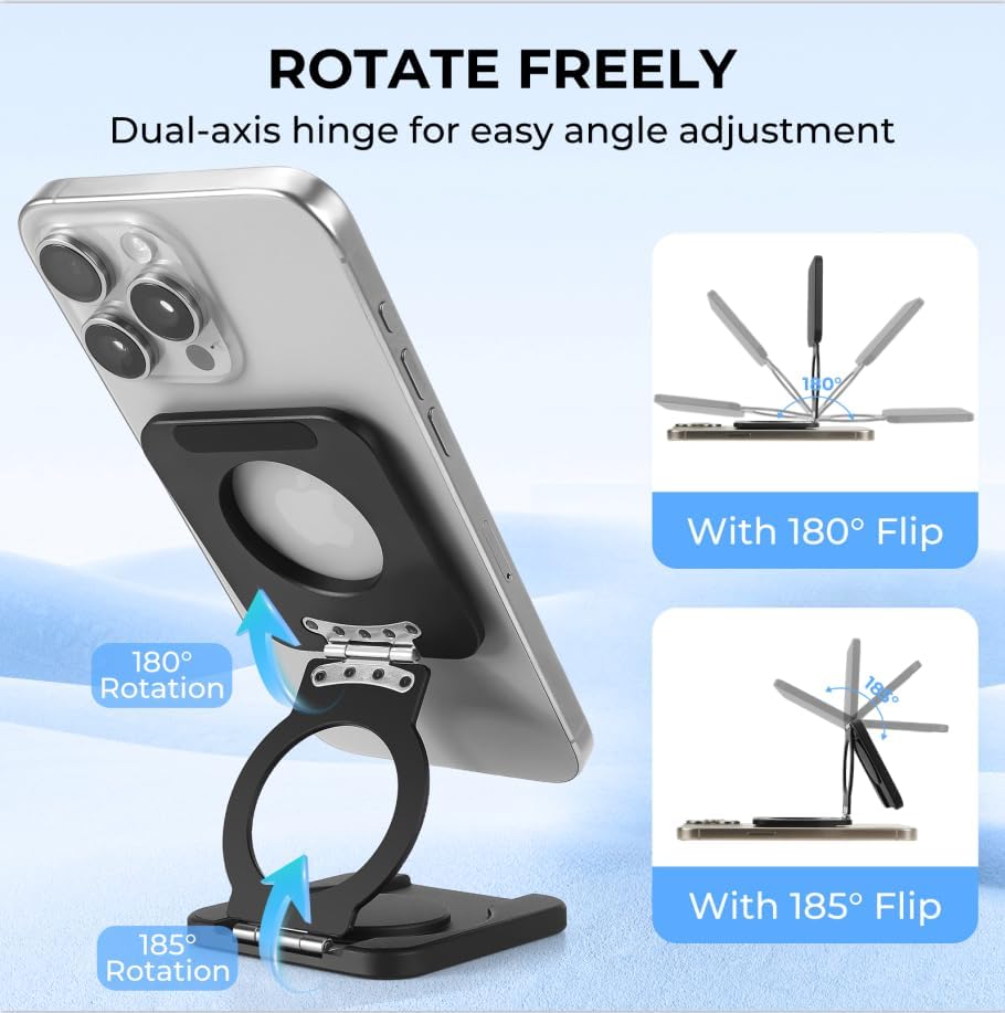 Aerbeis 17/16/15/14/13/12 Square Magnetic Phone Holder Stand for MagSafe iPhone Series, Foldable Phone Adapter Stand