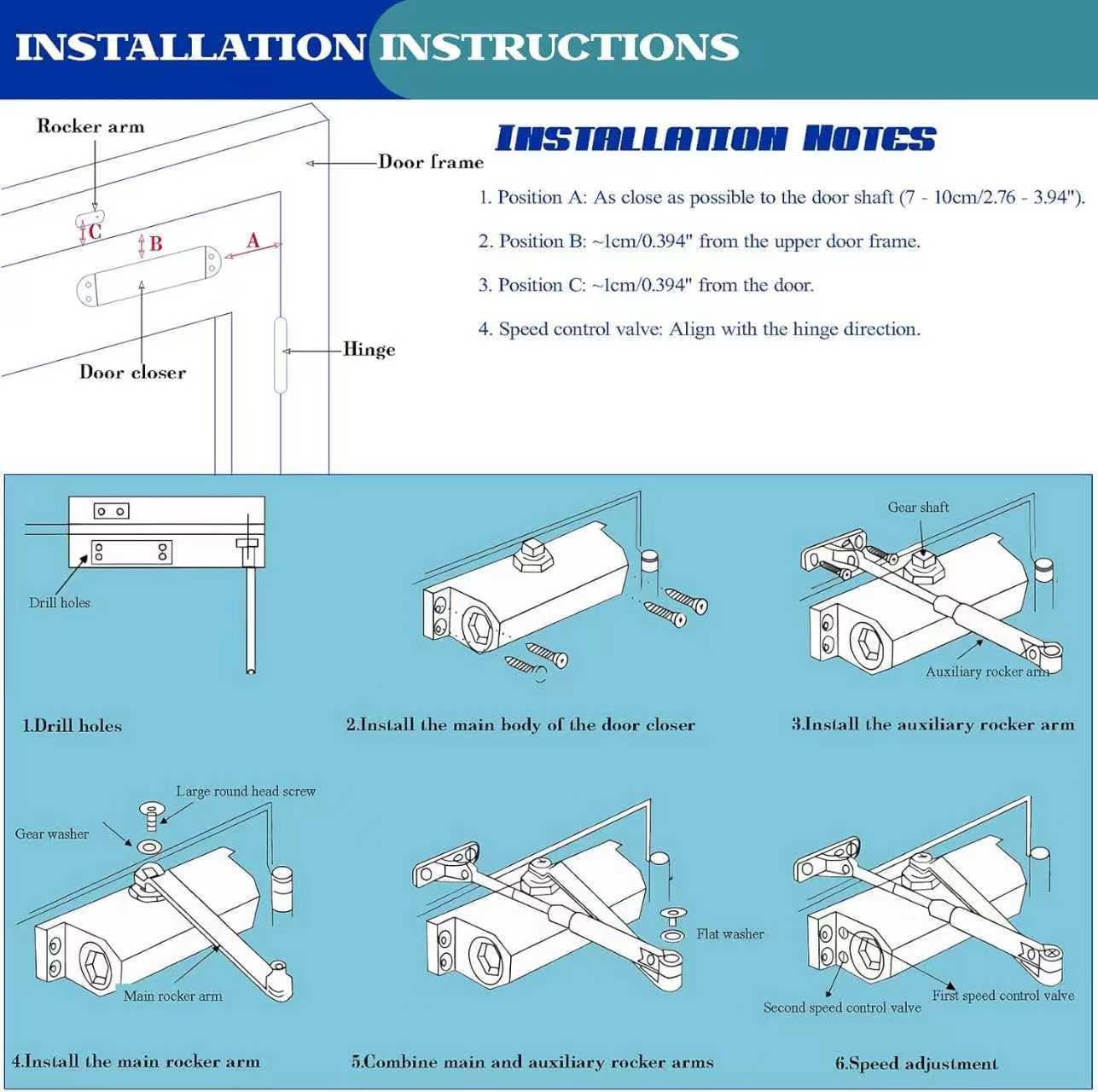 Heavy Duty Automatic Door Closer, Self Closing Hydraulic Door Closer, Soft Close No Slam, Anti Rust Aluminum, Easy DIY Install, Fits 88-143lb Doors 23-43in, for Home & Commercial Use