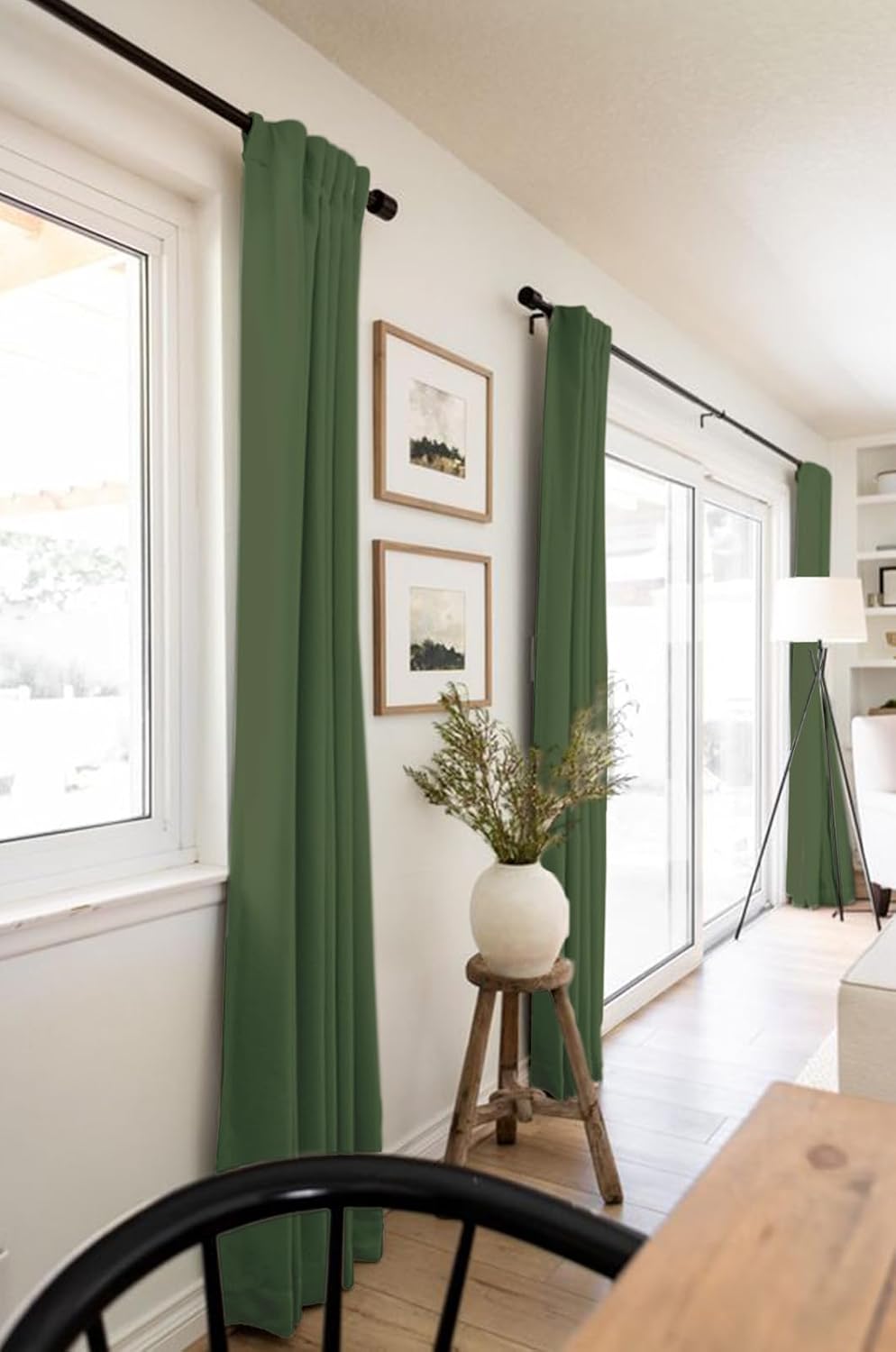 Regine Switzerland 100% Blackout Linen Curtains - Thermal Insulated Drapes, 50" W x 120" L, Moss Green