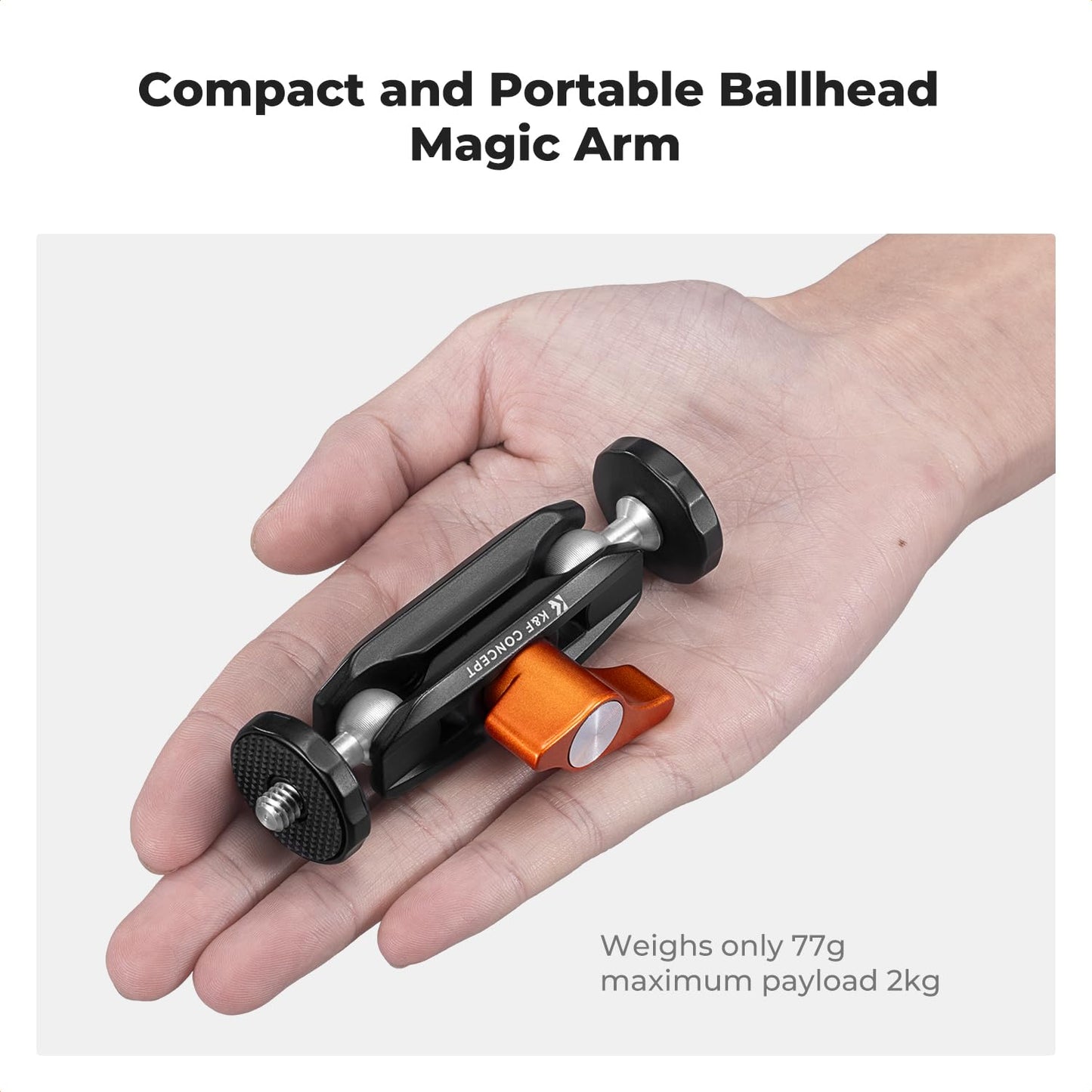 K&F CONCEPT Dual Ball Heads Magic Arm, Articulating Mini Magic Arm with 1/4" Screw, 360° Swivel Aluminum Alloy Camera Monitor Mount Arm for Camera, Light, Microphone, Monitor