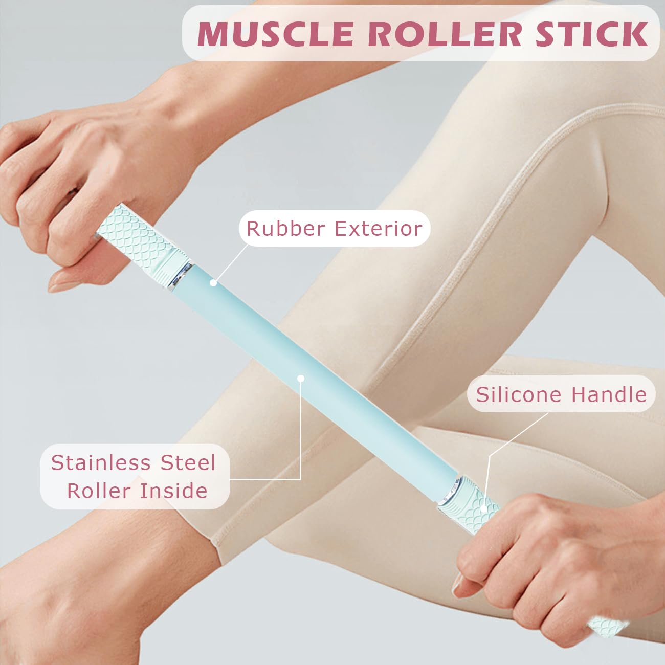 Muscle Roller Stick - Massage Roller for Myofascial Release & Deep Tissue Massage for Legs, Back, Shoulders - Relieve Soreness & Improve Recovery Baby Blue