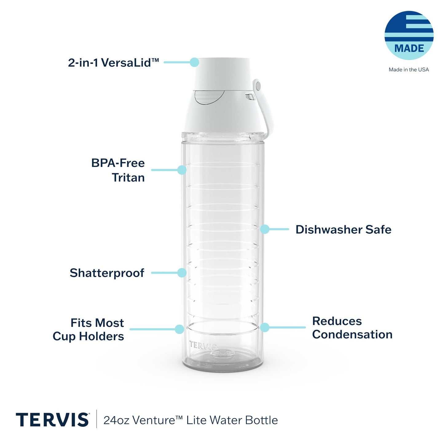 Tervis Etta Vee Garden Glory Made in USA Double Walled Insulated Tumbler Travel Cup Keeps Drinks Cold & Hot, 24oz Venture Lite Water Bottle, Classic