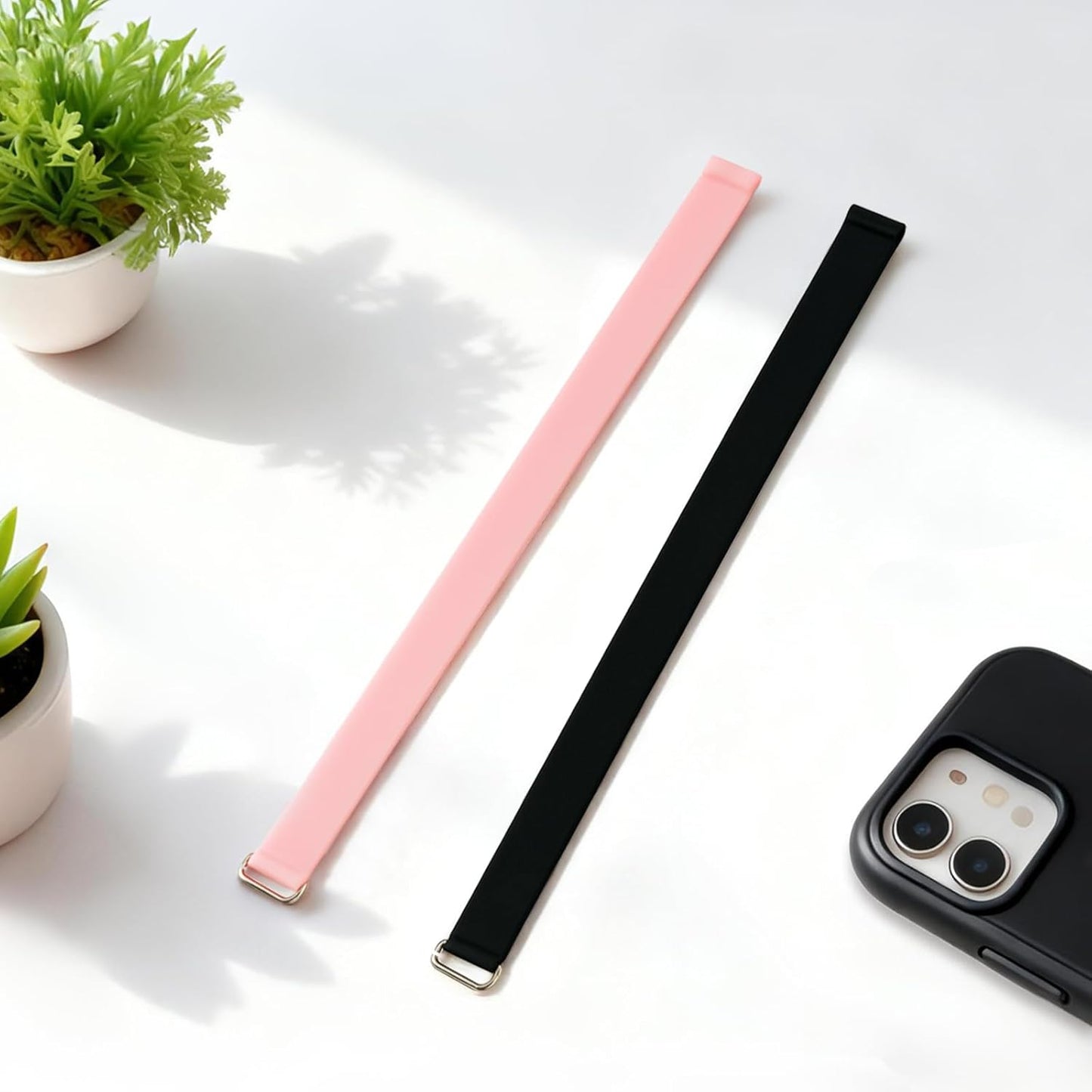 Brvlsoc C-Shaped Silicone Clip Finger Phone Grip Strap Reusable Stretchy Loop Holder for iPhone & Samsung Cases, Black