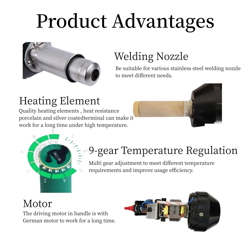 110V Hot Air Gun Welding Torch 1600W Heat Gun Plastic Welder Roofing Welder Kits