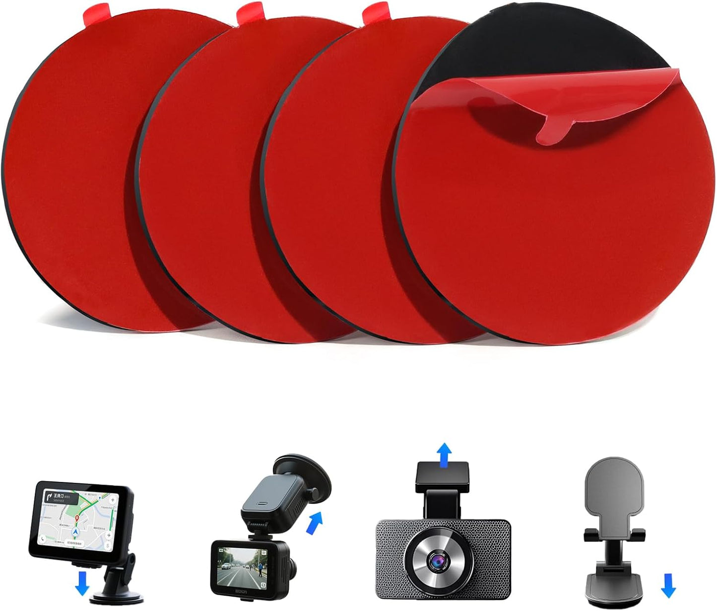 Suplogico 4Pcs 248F 60% (2.2 inch Heavy Duty Dash Cam Adhesive Pads - Heat Resistant Sticky Tape for Windshield, Car