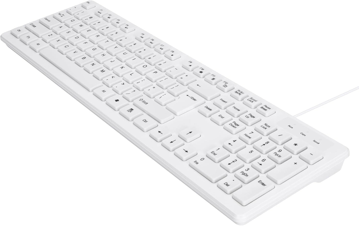 M MC Saite 104 MCSaite Wired White USB Keys Computer Keyboard with Stands,Waterproof - US Layout Compatible