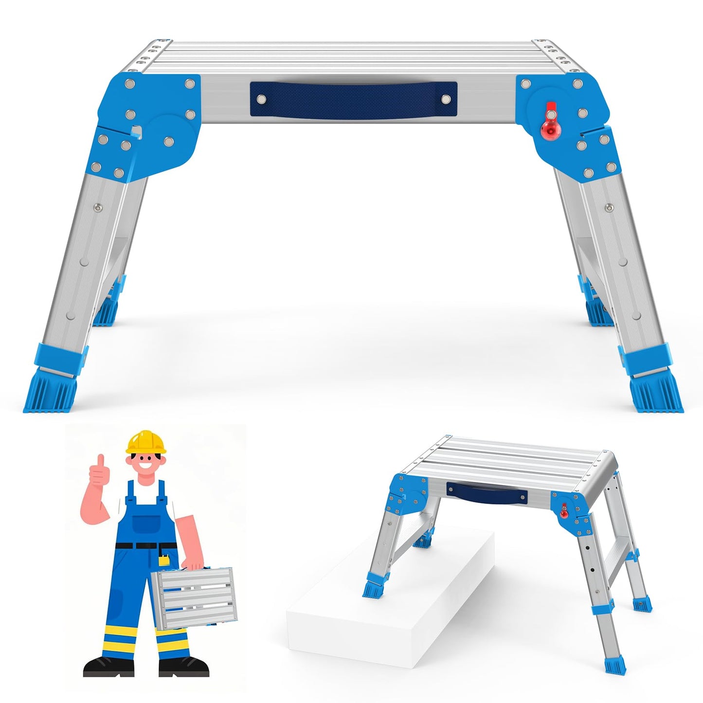 Loyoda Work Platform 440 Lbs, Folding Step Stool with One-Touch Automatic Fold, 3 Height Adjustment Step Platform, Perfect for RV Cleaning, Home Painting and Reaching High Places, Standard