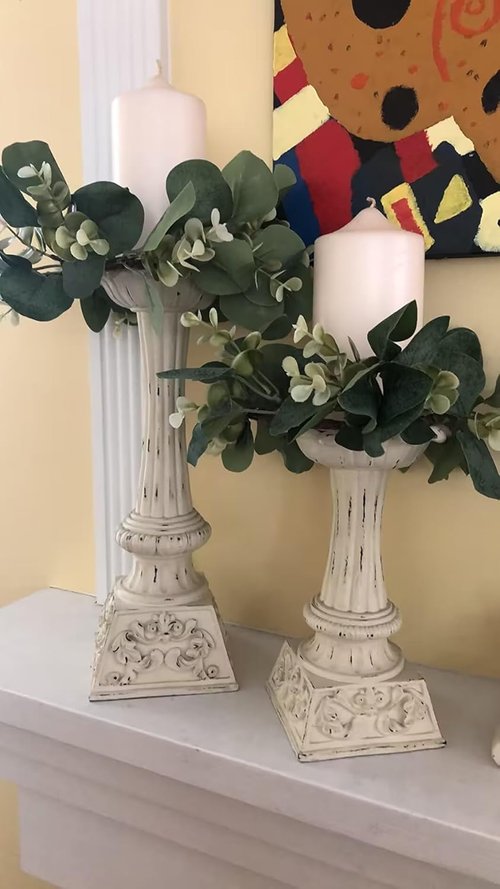Eucalyptus Leaves Wreath by [Brand Name] - 9-Inch Greenery Garland for Farmhouse Kitchen Decor