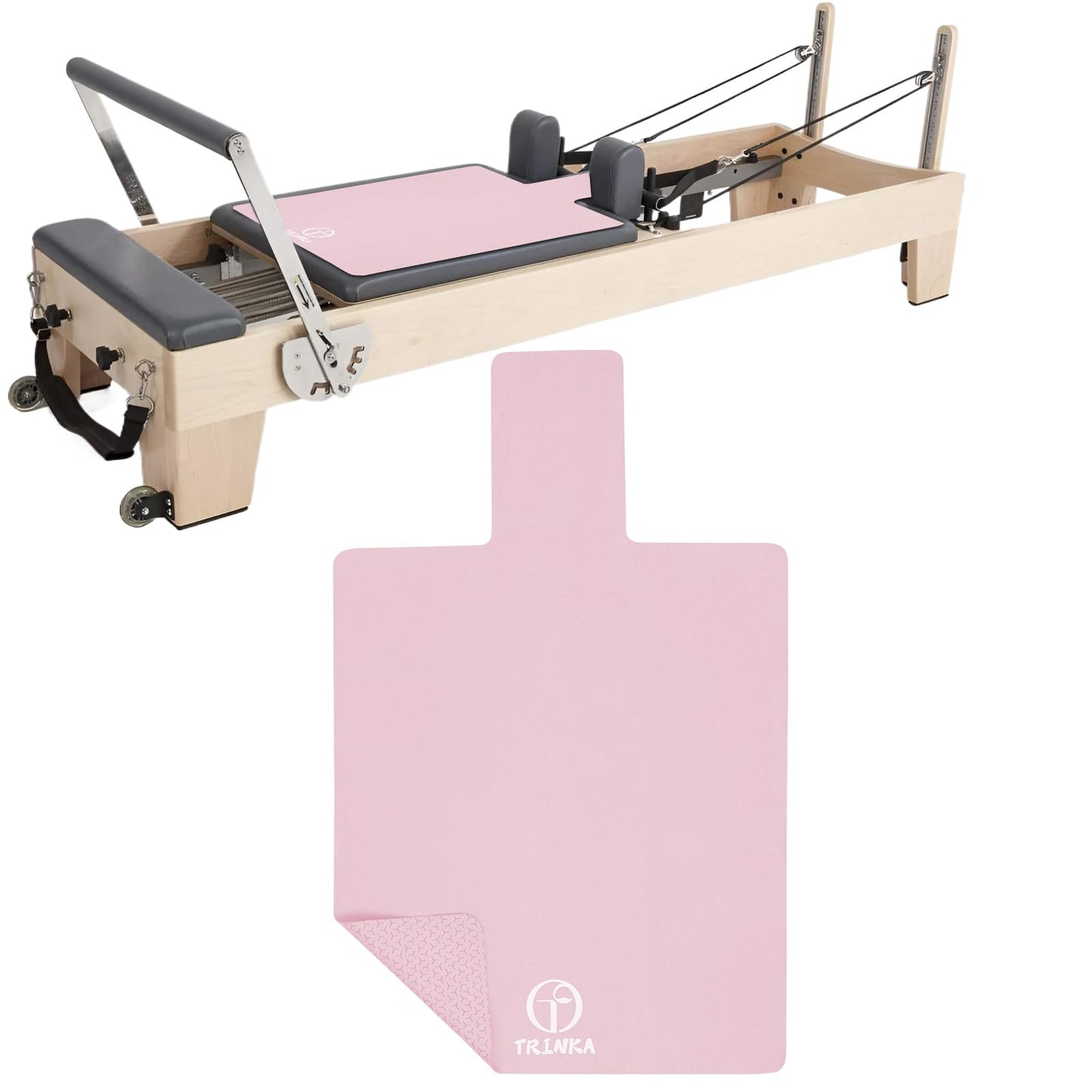 Non-Slip Pilates Reformer Mat, 2mm Thick Pilates Reformer Machine Cover Mat, 39" x 24" Foldable Washable Absorb Sweat Accessory for Home, Studio, Gym Fitness (Pink)