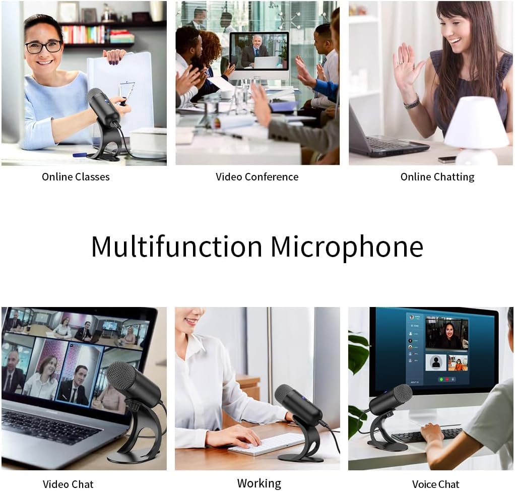 LIANGSTAR USB Computer Microphone, Podcast Mic Desktop with Mute Button for Recording Streaming, Omnidirectional