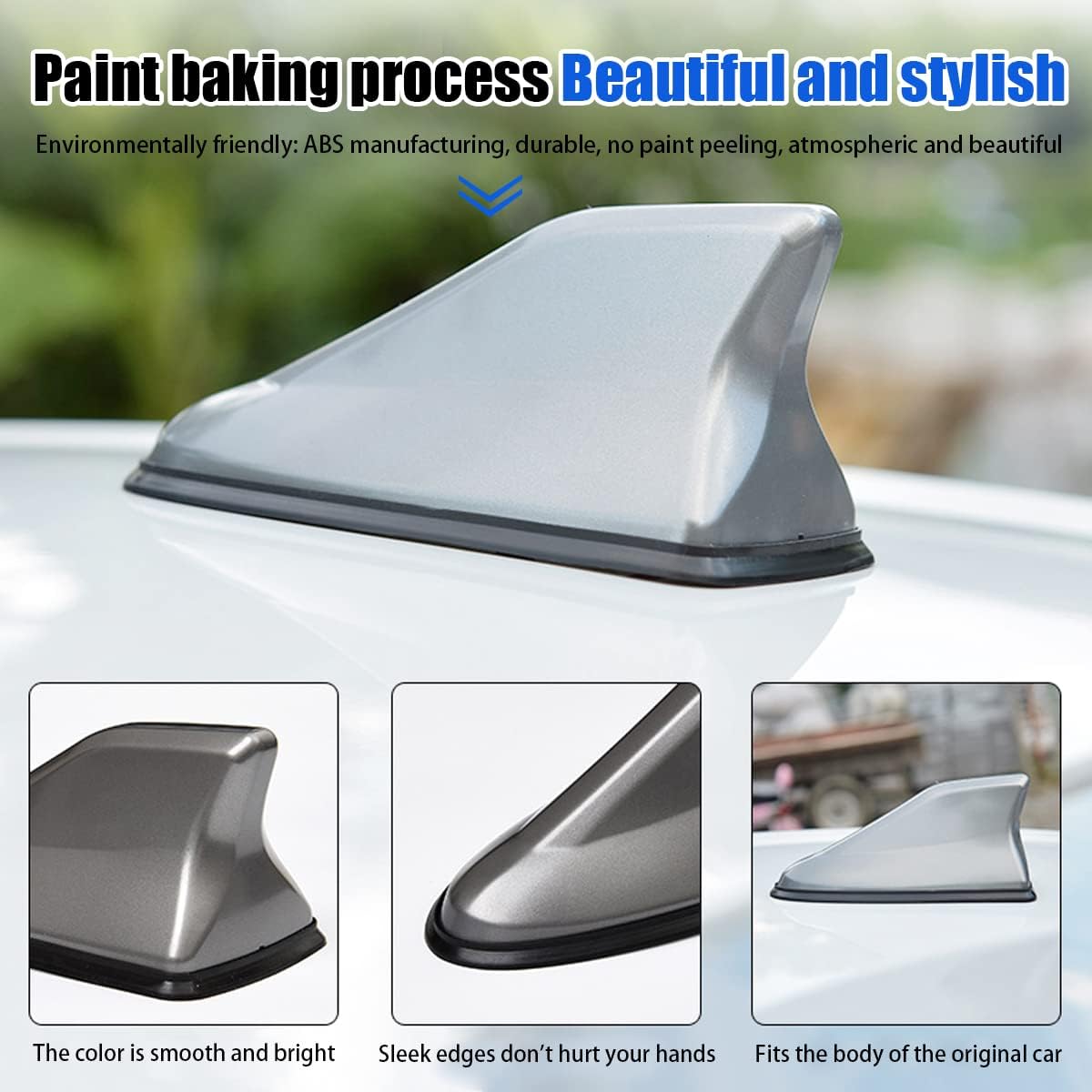 BELOMI Car Shark Fin Antenna Cover, Roof Aerial Base AM/FM Radio Signal for Car SUV Truck, Vehicle Shark Fin Shape