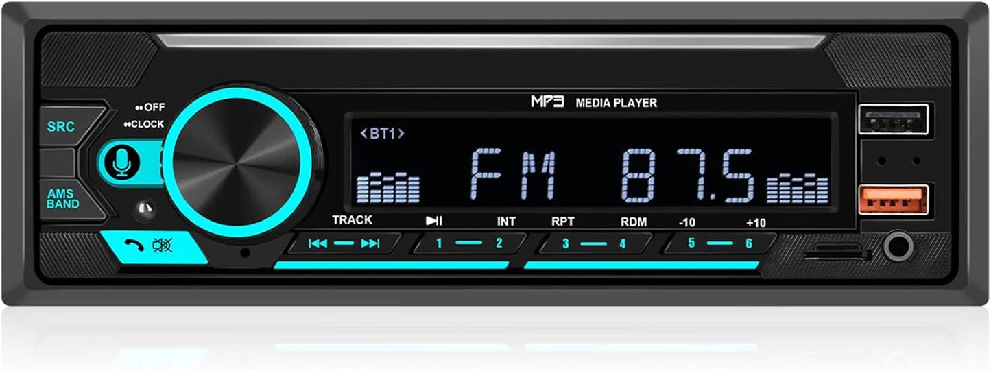 SIXTOP MP3 Single Din Bluetooth Car Radio Stereo Hands-Free Calls Push to Talk Voice Assistant Multimedia Audio System