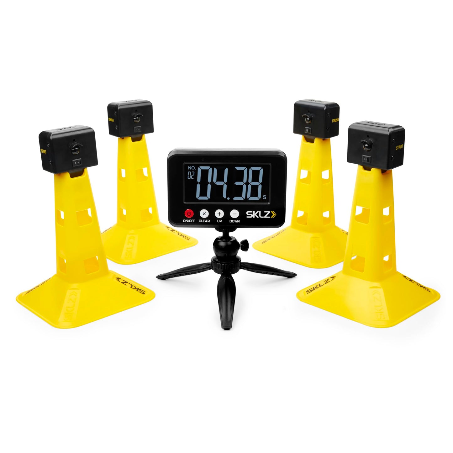 SKLZ Speed Gates Electronic Sprint Timer System, Measures Up to 20 Yards, Records 50 Times, Sensor-Based Start and Finish Gates for 20-Yard Dash and Speed Training, Indoor and Outdoor Use