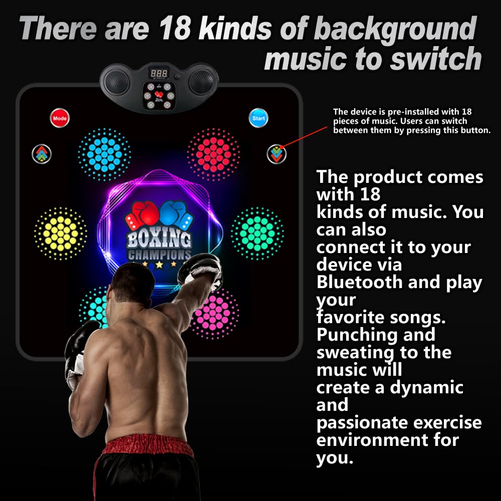 HTASKTEXEH 2025 Kids Musical Boxing Machine Comes with Boxing Gloves, 9 Modes, 420 Levels, 7 Lights, wall-Mounted Dual-Purpose, Memory and Reaction Training Equipment Christmas Birthday Gift for Kids