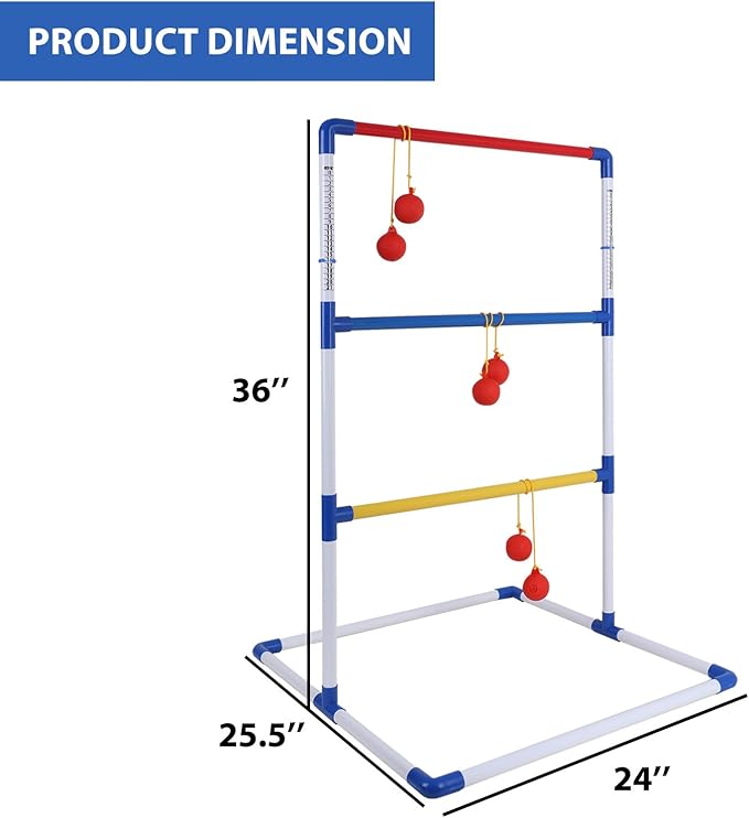 GSE Games & Sports Expert Premium Plastic Ladder Ball Toss Game Set with 6 Bolas & Carrying Bag, Portable Outdoor Games for Backyard, Lawn, Beach, Camping, Tailgate Party with Family, Friends