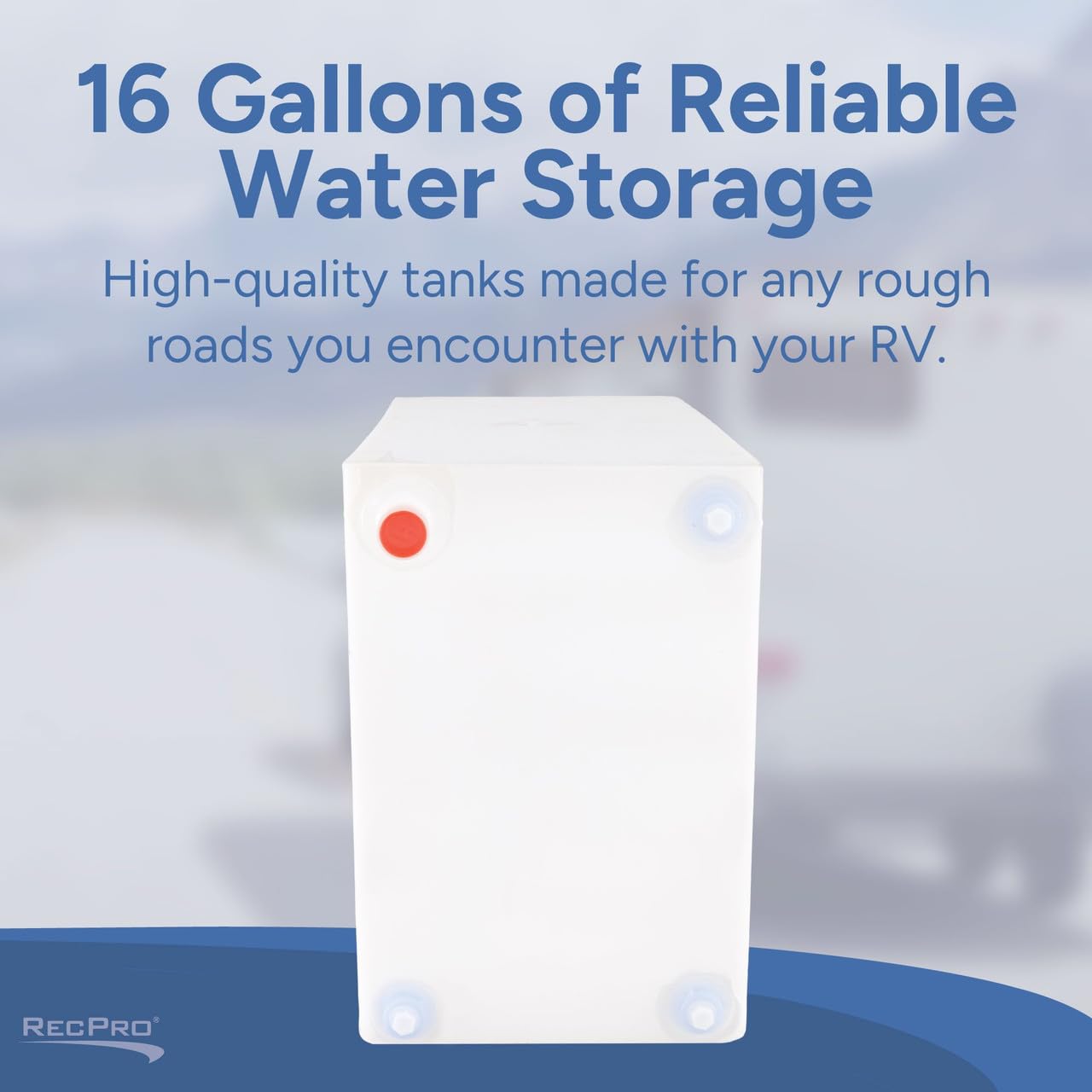 RecPro RV Fresh Water Tank 16 Gallon for Drinking and Potable Water | 24" x 10" x 15.5" | Fresh or Gray Water Plastic Storage | Made in America