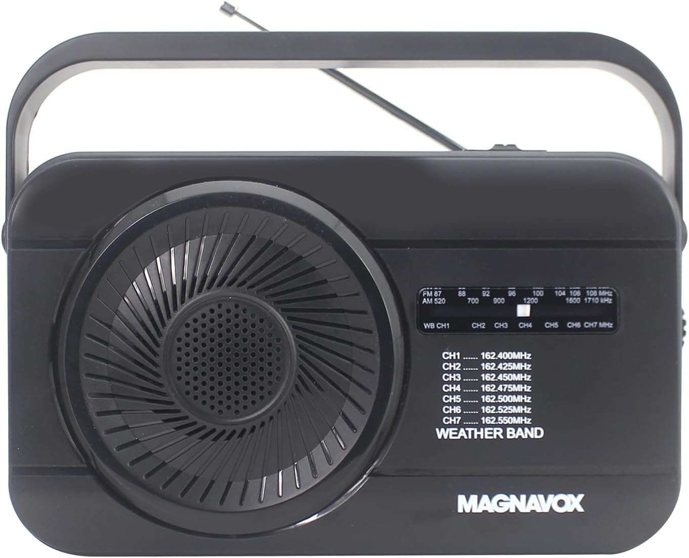 Magnavox MR4181W 7 3X Weather Radio with Dedicated Weather Channels and AM/FM Radio, Battery Powered Radio