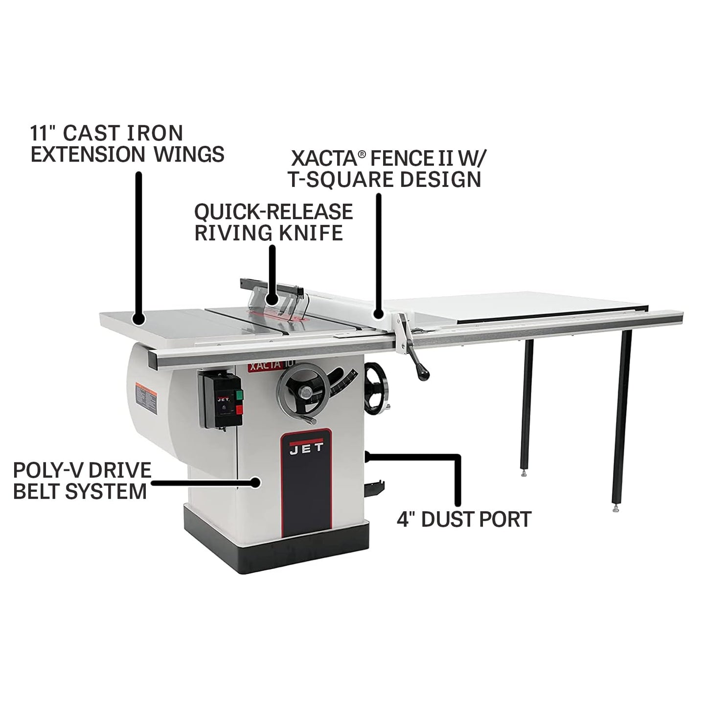 JET 10-Inch Deluxe XACTA Table Saw, 50-Inch Rip, 3 HP, 230V 1Ph (JTAS-10XL50-1DX)