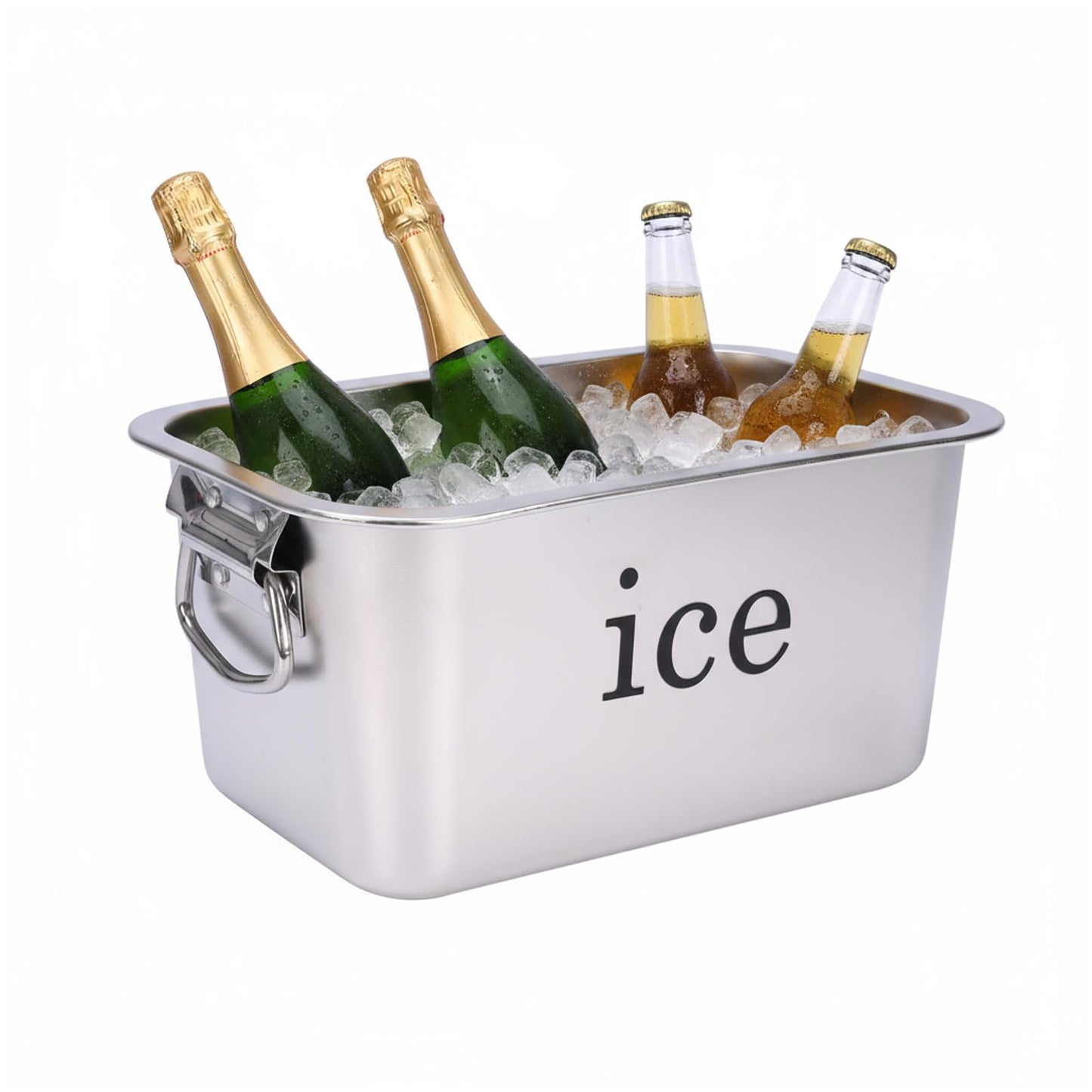 12L Ice Bucket for Freezer,Stainless Steel Ice Cube Bin with Handle,Large Capacity Ice Container Champagne Bucket Carry Drink Storage Cooler,Halloween Ice Buckets for Parties
