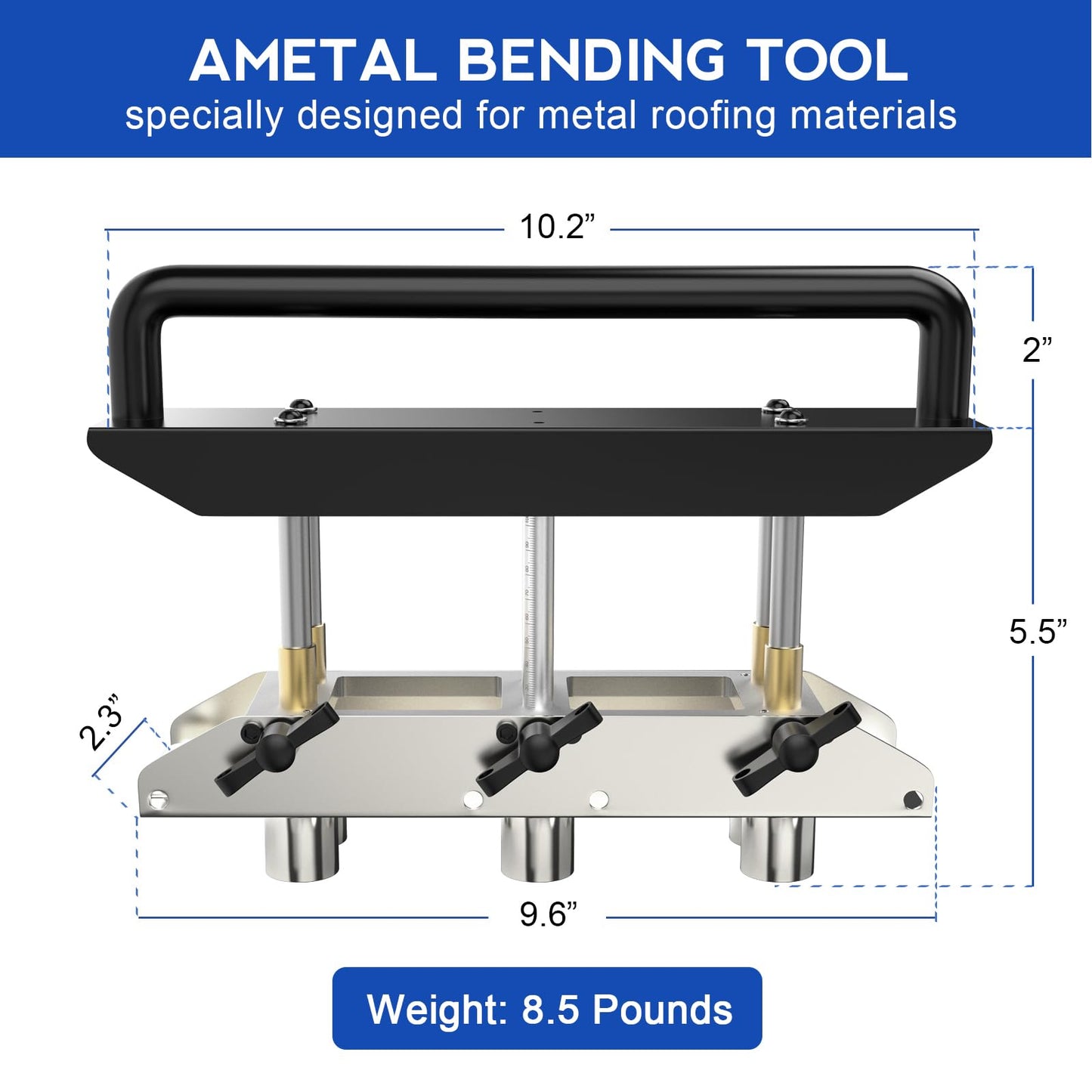 CINSEA Adjustable Rebar Bender with Three-Station Edge Roller Bender, Large Metal Bender with 0-90° Bending Angle, Adjustable from 5/8" to 4" Bends in 29 to 22-Gauge Steel