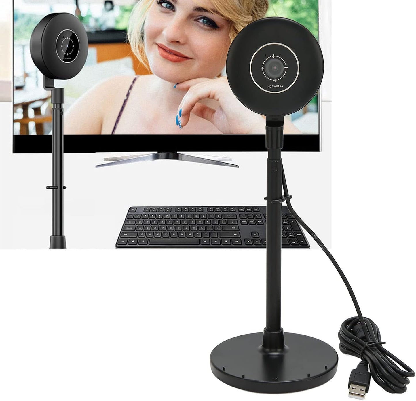 Sorandy 1080P Cmos Webcam, Adjustable USB HD Laptop Webcam for Computers, Webcam with Telescopic Pole Adopts High