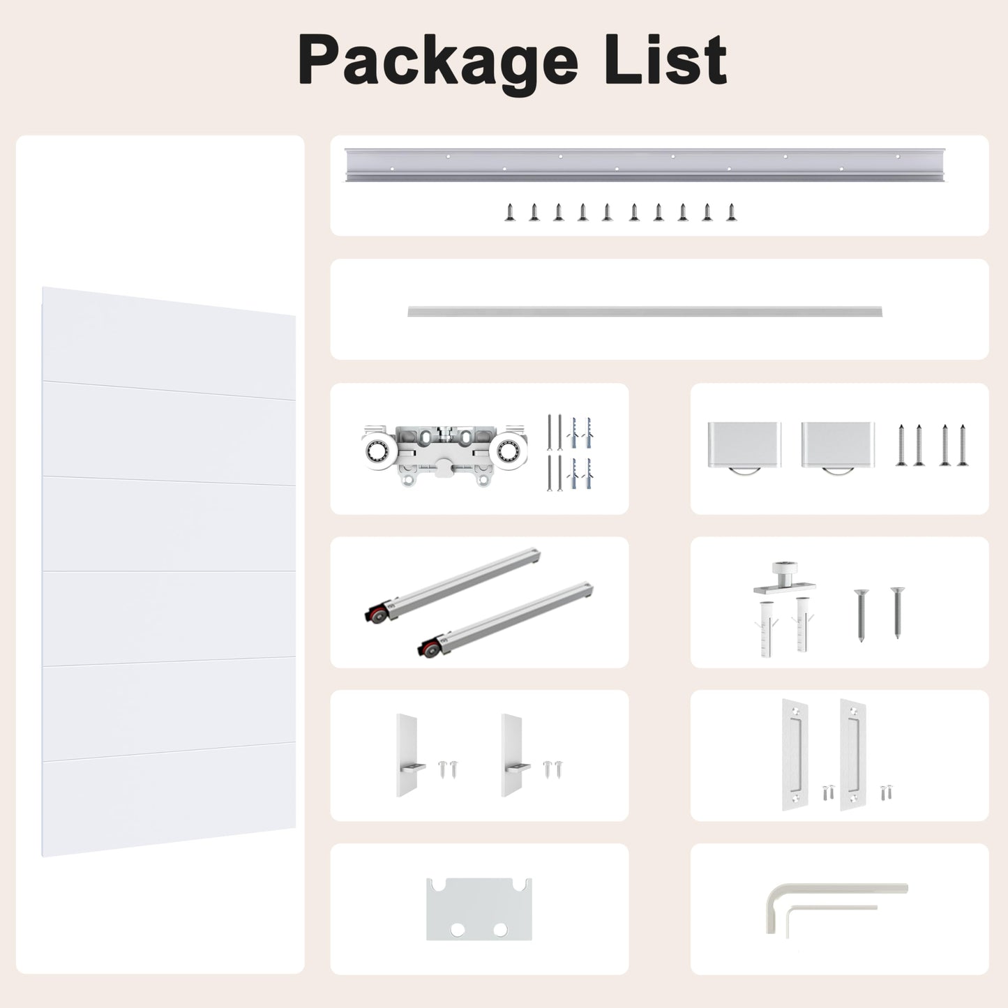 BARNSMITH 42"x84" Concealed Sliding Barn Door with Horizontal Groove and Soft Close Hardware Kits, White Hidden Barn Door, Waterproof Vinyl Wrapped, Fits Opening 38"-40" x80'', Widely Used