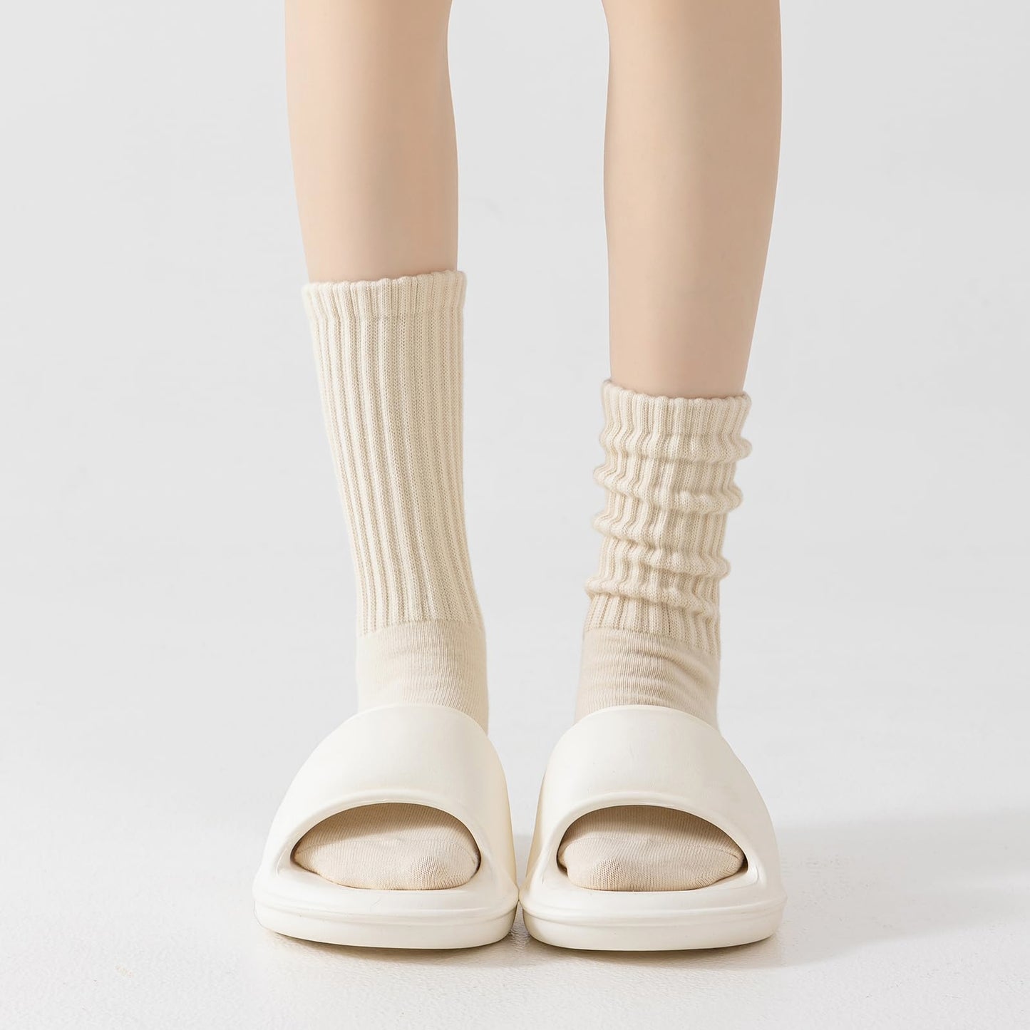Women's 88% Cotton Slouch Crew Socks - Scrunch Socks, Non-Slip Y-Heel, Foldable Slouchy Socks (Fits 5-11) All Season