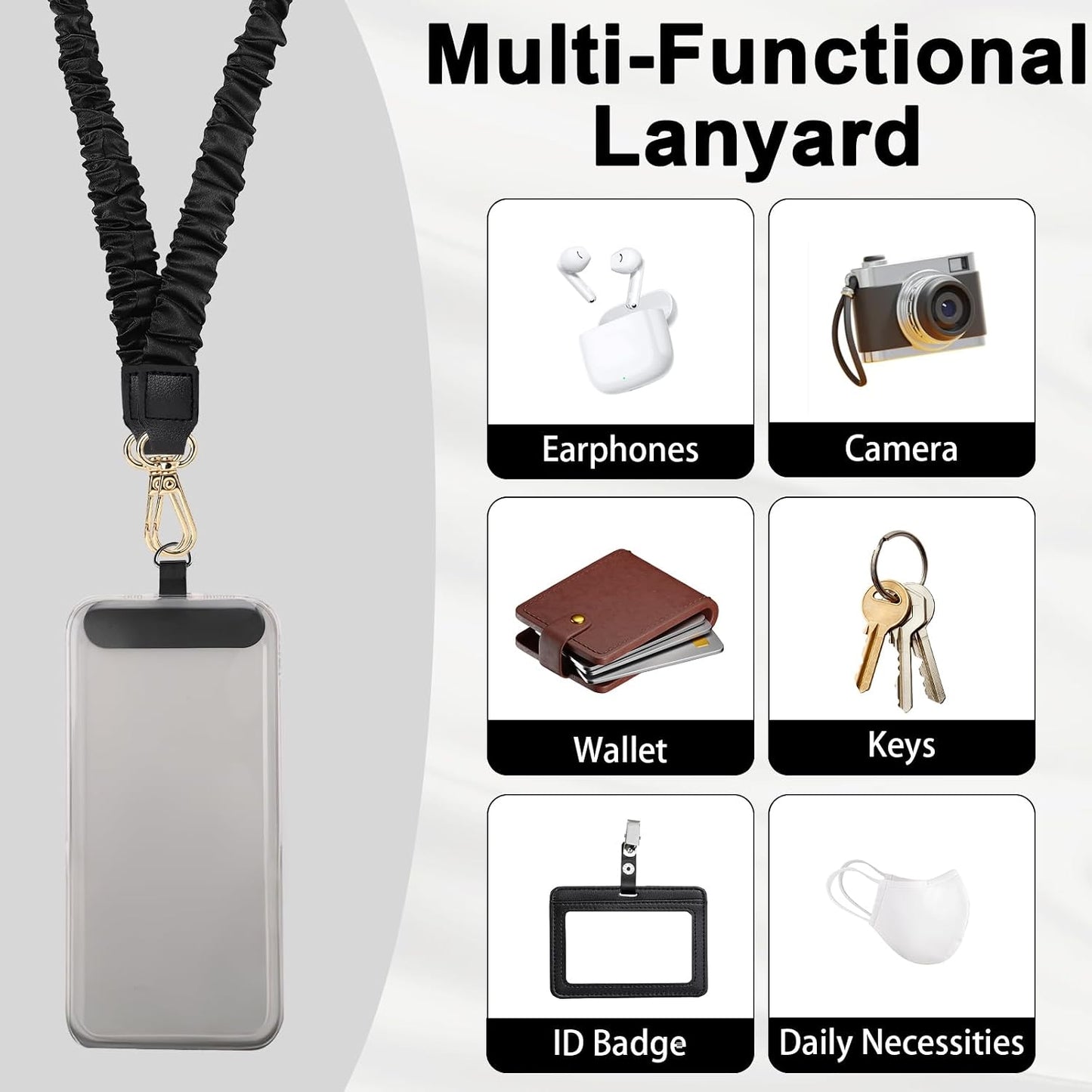 BESARME Cell Phone Lanyard Crossbody Phone Wrist Strap Scrunchie Lanyards Wristlet with Keychain Cellphone Patch Tether