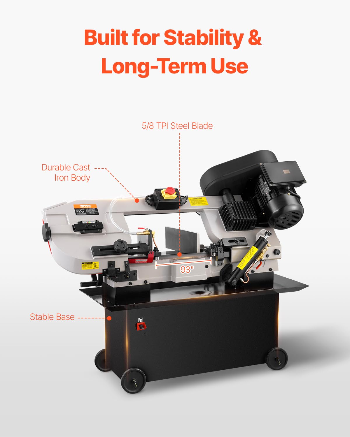 VEVOR Metal Horizontal Band Saw, 7 x 12 in Rectangular Cutting Capacity, 110/220V Vertical Cutting Bandsaw with 1.1 kW Motor, 0-45° Angle Adjustment, Variable Speed, for Metal, Wood, and Plastic