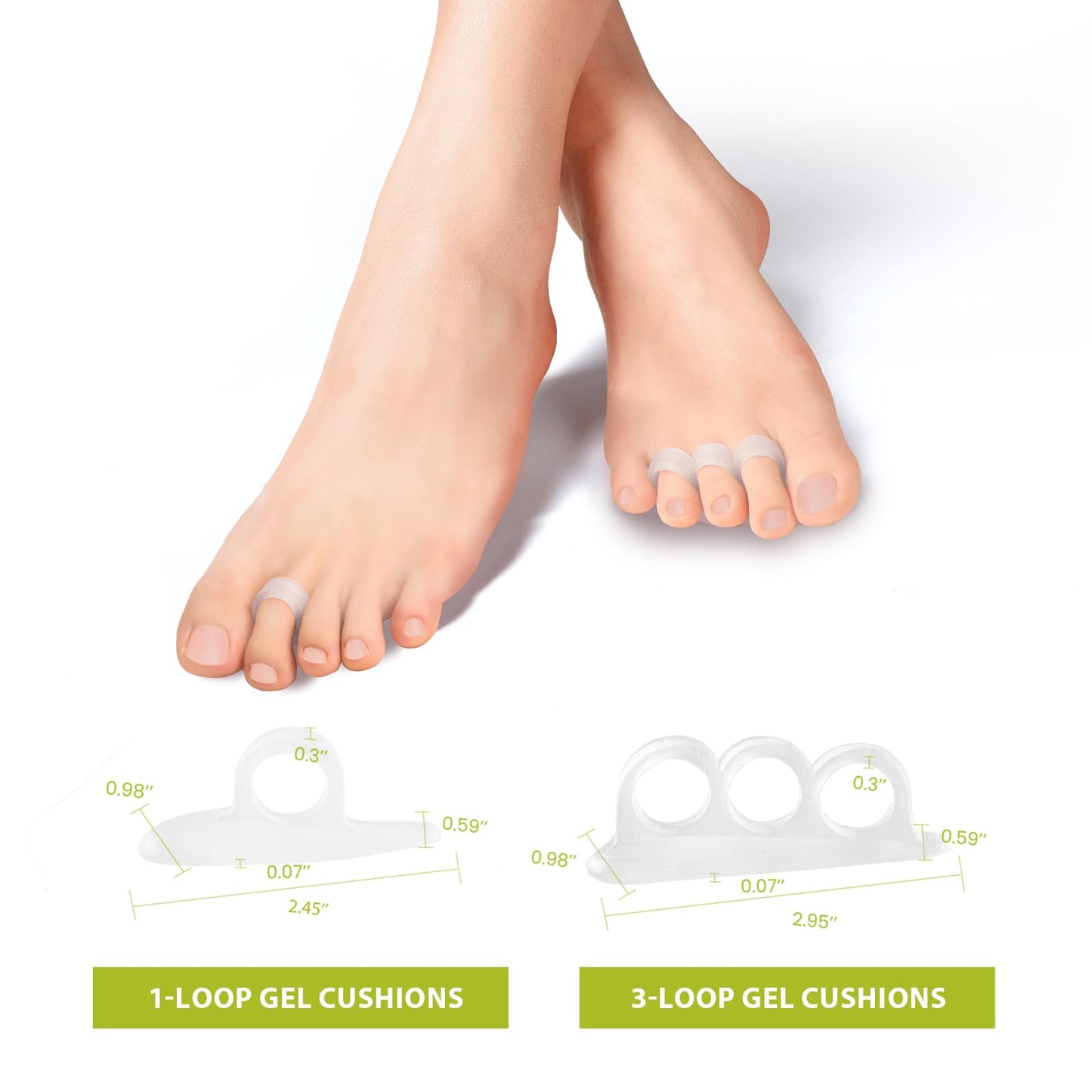 Bukihome Hammertoe Corrector Gel Toe Straighteners - 12 pcs Support Crest for Women & Men - Realign Bent, Crooked, Curled, Claw, Hammer Toes - Clear,Multi-Size
