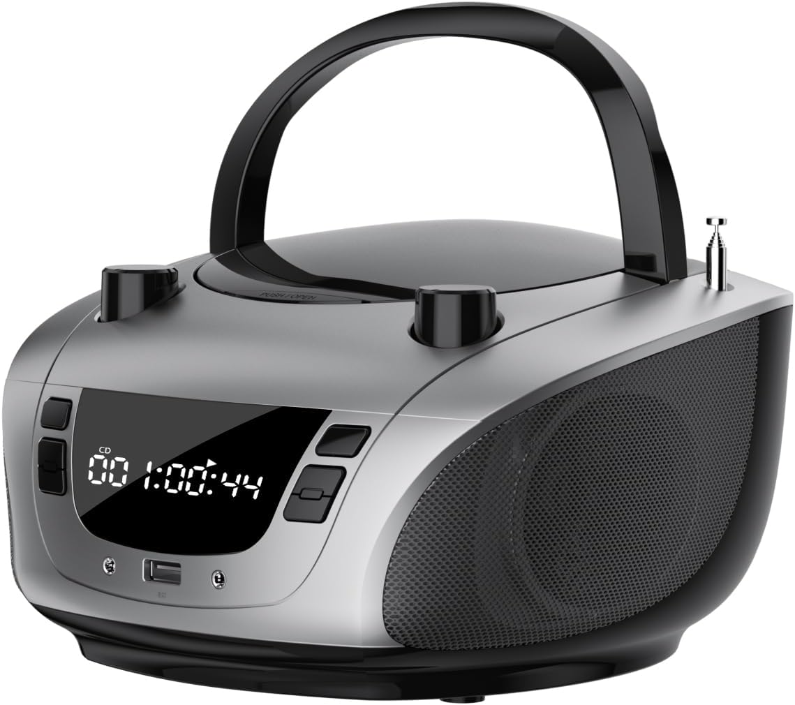 LONPOO MP3, Portable CD Boombox -FM & AM Radio, CD Player, Bluetooth, USB, AUX,Portable, Built-in Stereo Speakers