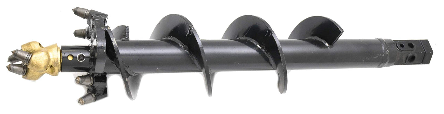Tool Tuff 1 Count 9" Rock Auger, Hex Shank, Carbide Teeth, Fits 2" Hex Hydraulic Power Unit