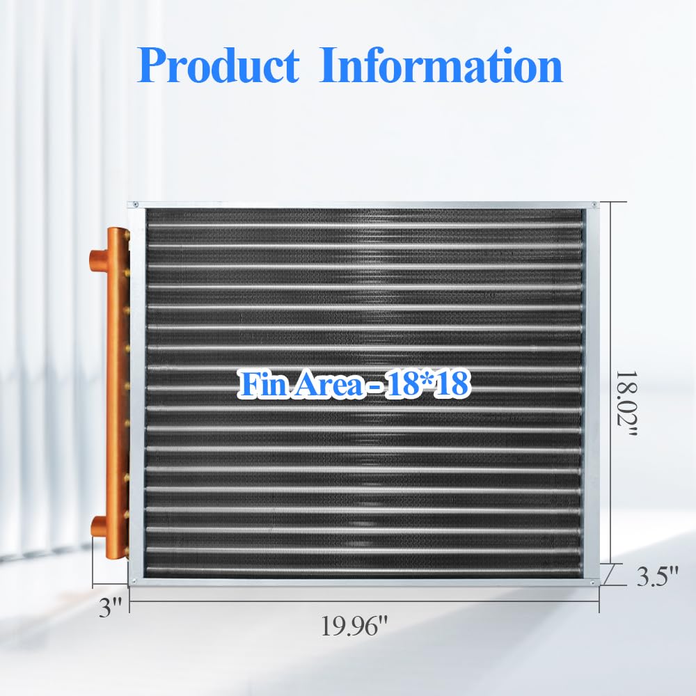 Water to Air Heat Exchanger 18x18 1" Copper Ports Hot Water Coil Outdoor Wood Furnace