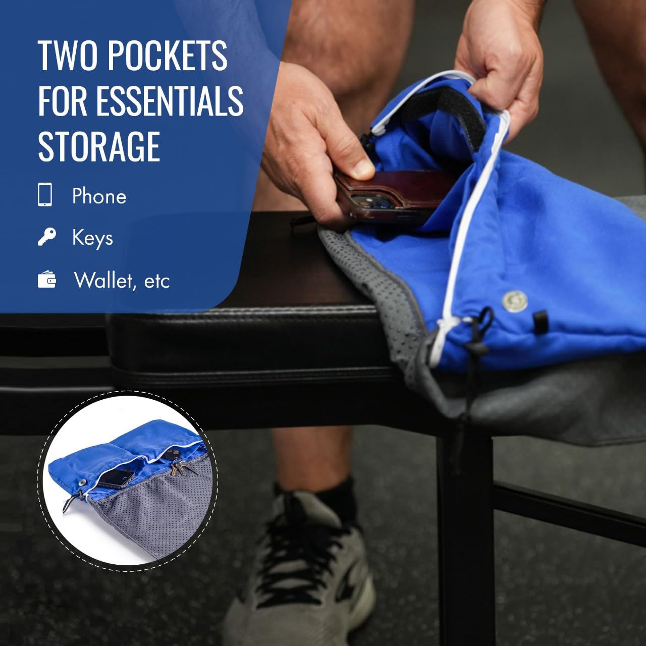 BENCHBARRIER® - The Next Step in Gym Hygiene | Protective Gym & Fitness Equipment Cover | Clean, No-Slip Microfiber Barrier for Sweaty, Germy Surfaces | Helps Stay Fresh Between Washes | Portable with Built-In Storage Pockets