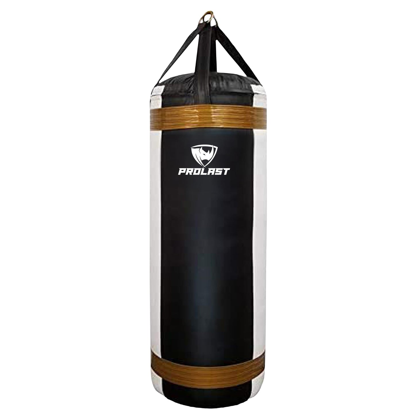 PROLAST Luxury Extra Large Heavy Punching Kicking Bag for Adults, Boxing, MMA, Martial Arts, Muay Thai, Strength Training Equipment, Filled, 4ft, 135 lbs, White and Black with Gold Trim