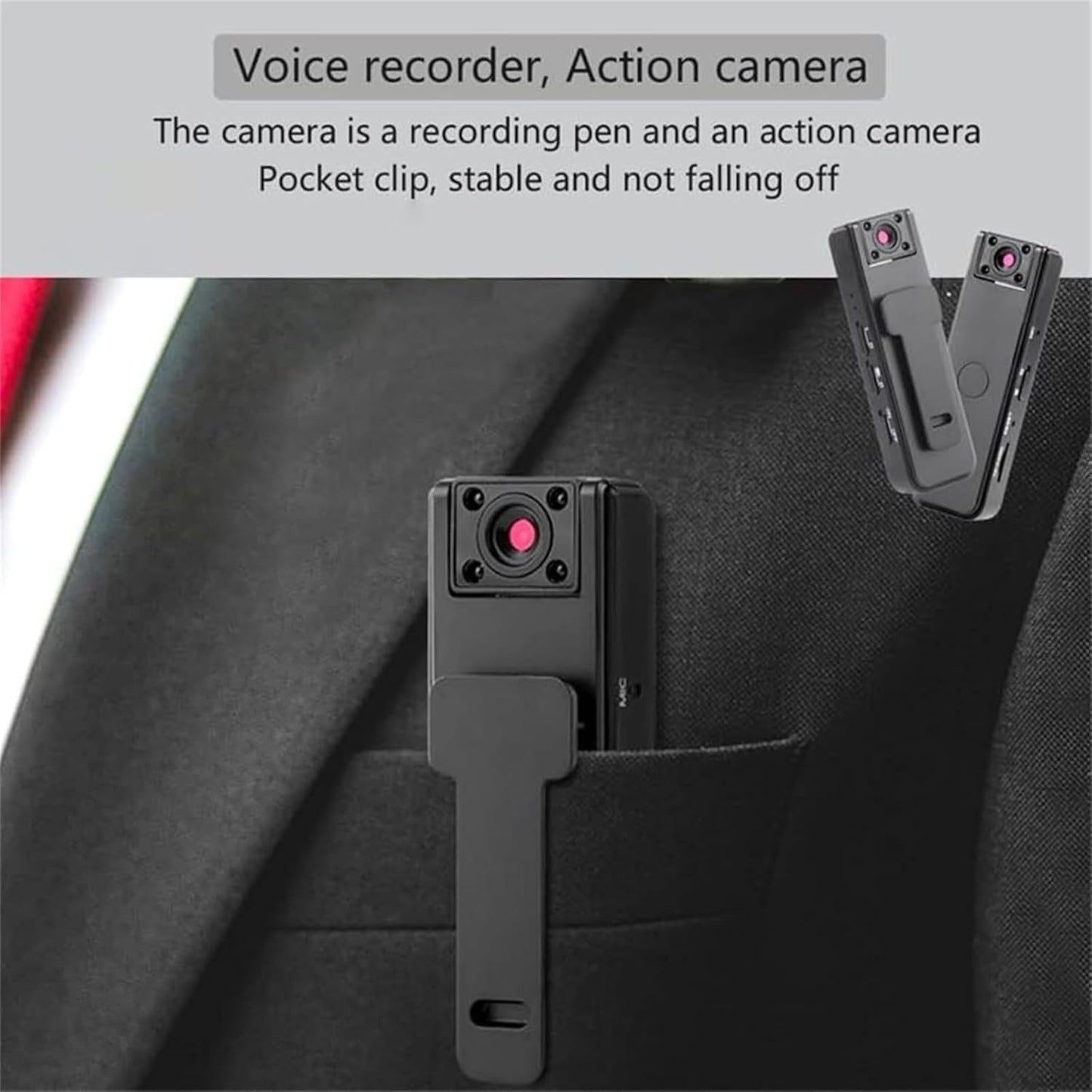 Generic 2-in-1 1080P 180 (1PCS) Ultra HD Sports Video & Audio Recorder, Clip-On Wide Angle Action Cam, Wearable Body