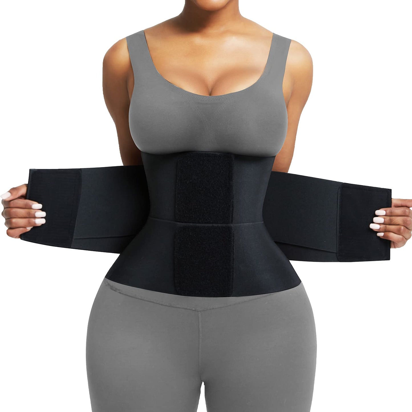 FeelinGirl Corset Perspiring Workout Waist Trainer Corset Trimmer Belt for Women Tummy Control Black M
