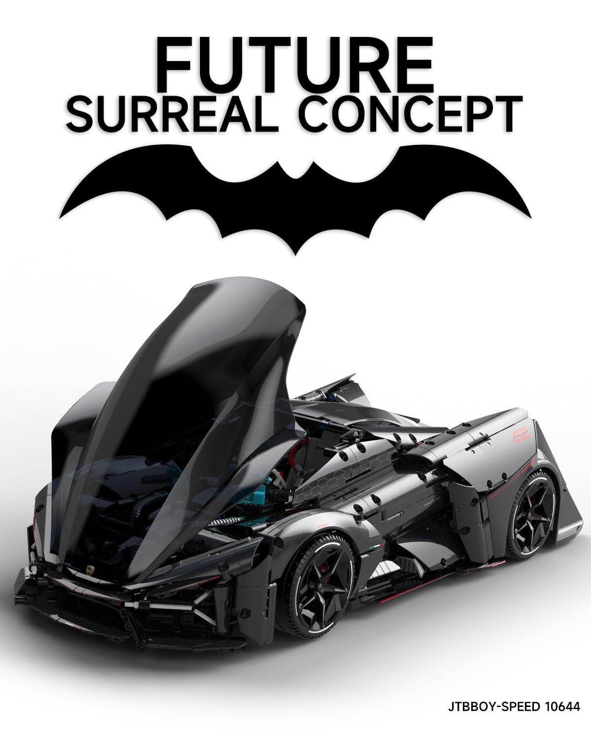 JTBBOY 1:8 Sport Building Supercar Set for Adults, Model Kit for Adults to Build, Collectible Car Building Kits, Supercar with Authentic Features,Display Model for Home or Office(2884PCS)