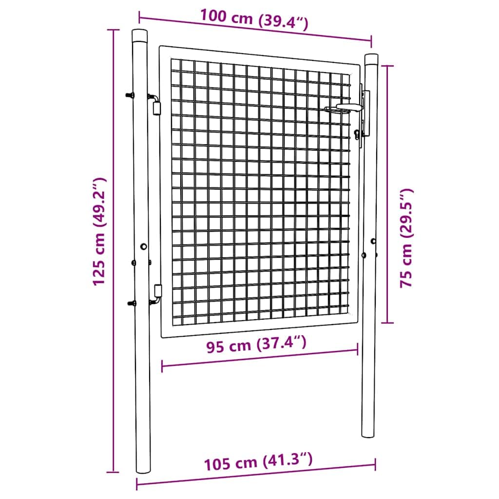 vidaXL Fence Gate Steel 39.4x29.5 Green