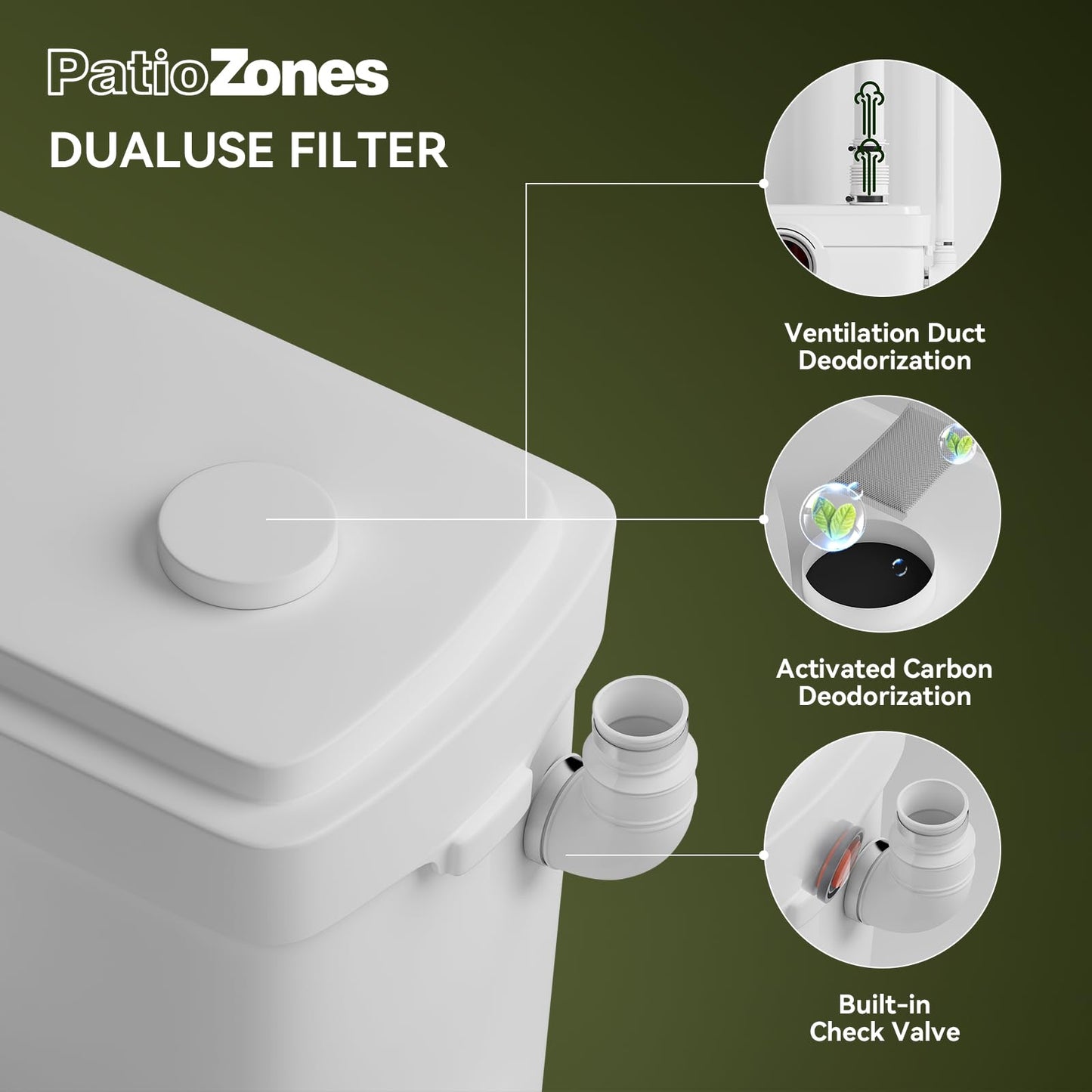 36ft HIGH POWER Macerating Toilet System, Upflush Toilet with Macerator Pump, Copper Motor Pump with 4 Inlets for Basement/Kitchen/Sink/Shower, Two-Piece Elongated Tall Toilet