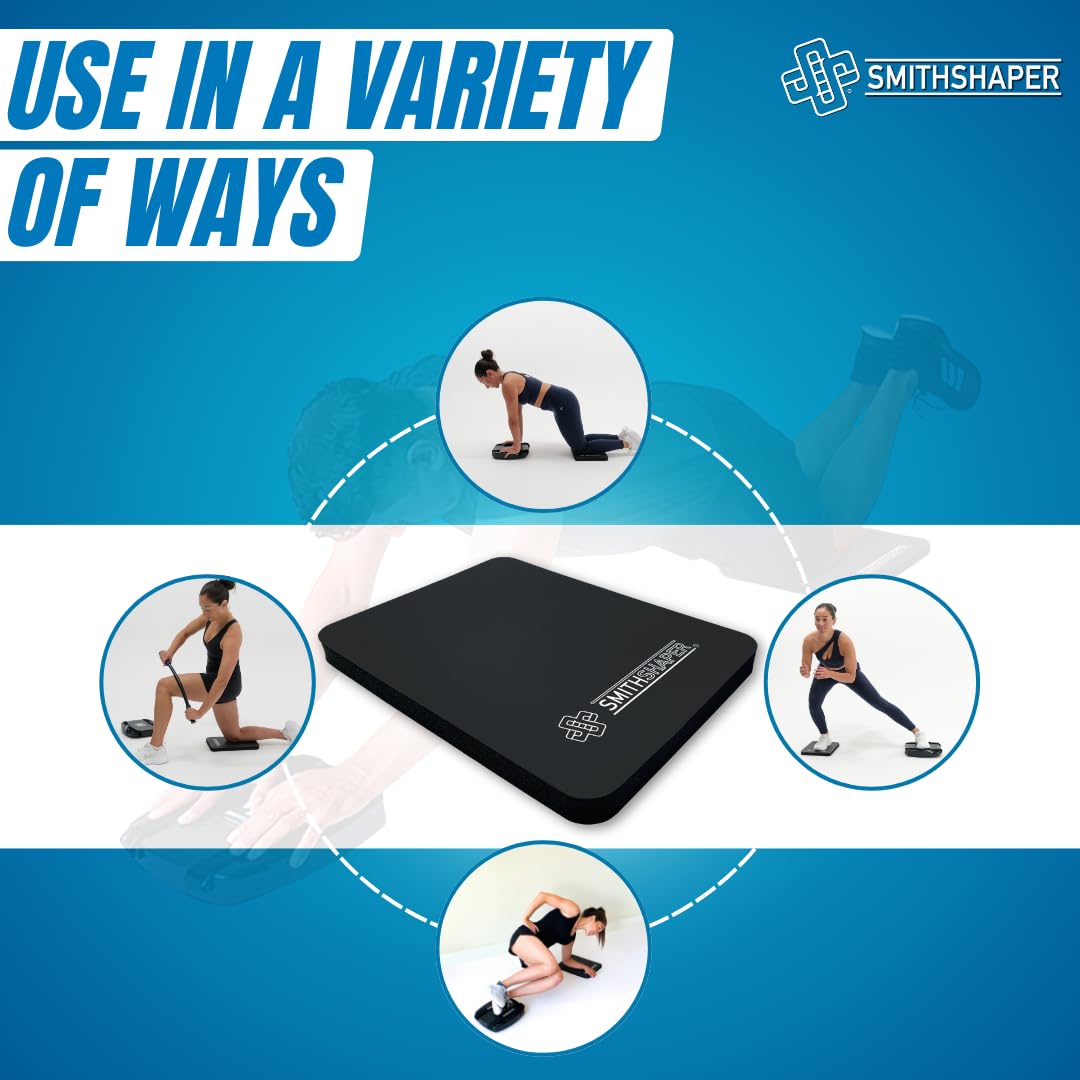 SmithShaper® SUPER PAD Thick Exercise Knee Mat (14" x 11" x 1") Cushions Knees, Forearms, Elbows, and Lower Back During Workouts | Ab Rolls, Knee Pushups, Sit-Ups, etc. | Yoga, Pilates, HIIT | Durable, Soft Nitrile Rubber Resists Oils and Odors